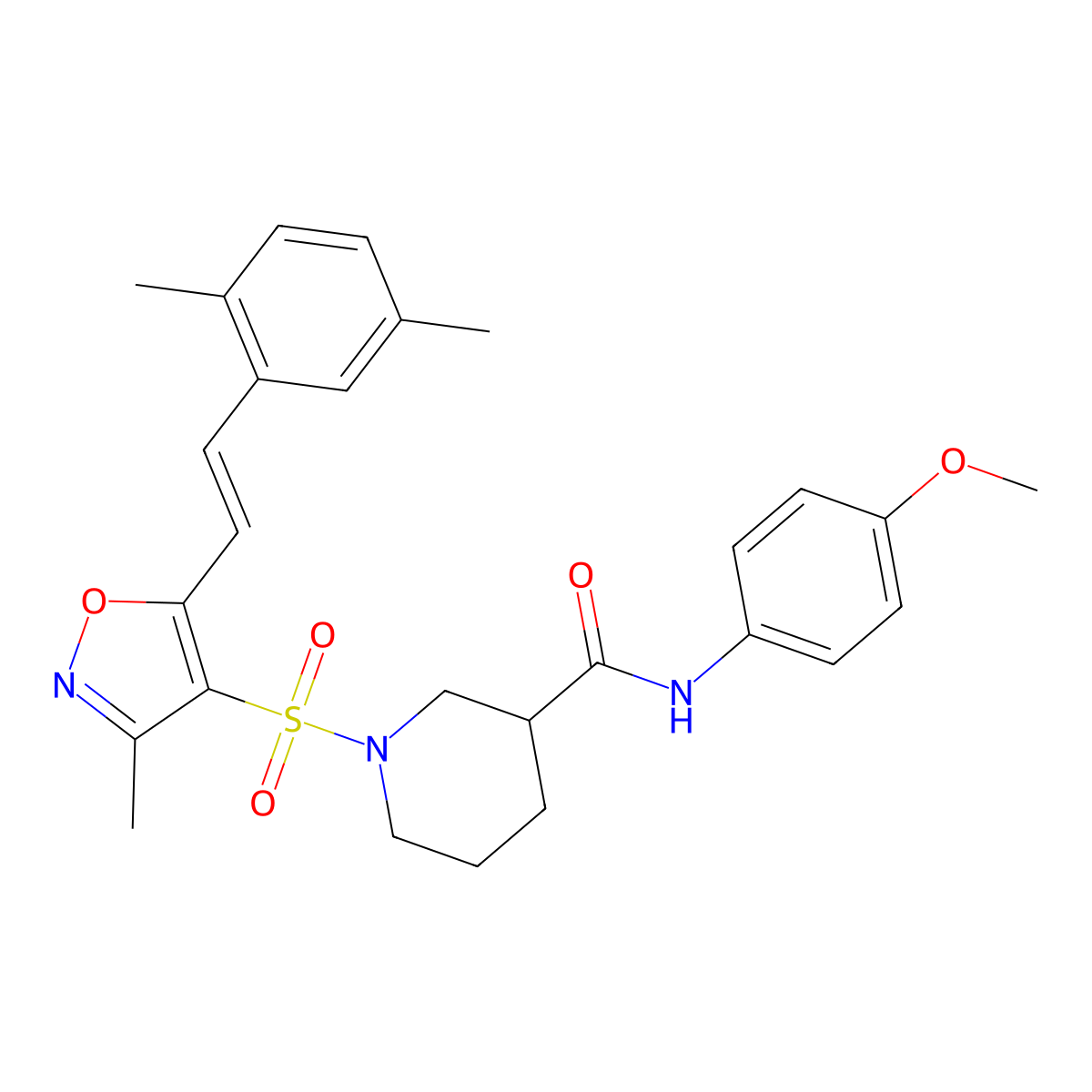 1-((5-(2,5-Dimethylstyryl)-3-methylisoxazol-4-yl)sulfonyl)-N-(4-methoxyphenyl)piperidine-3-carboxamide molecular structure, CAS 1111023-47-2