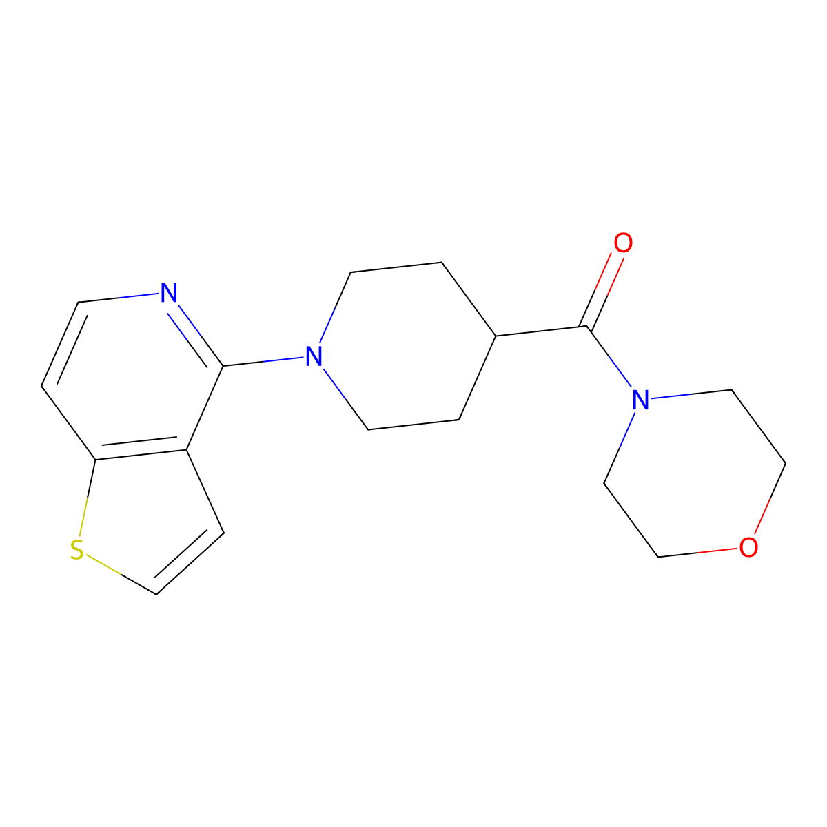 4-(1-{Thieno[3,2-c]pyridin-4-yl}piperidine-4-carbonyl)morpholine molecular structure, CAS 1111025-47-8