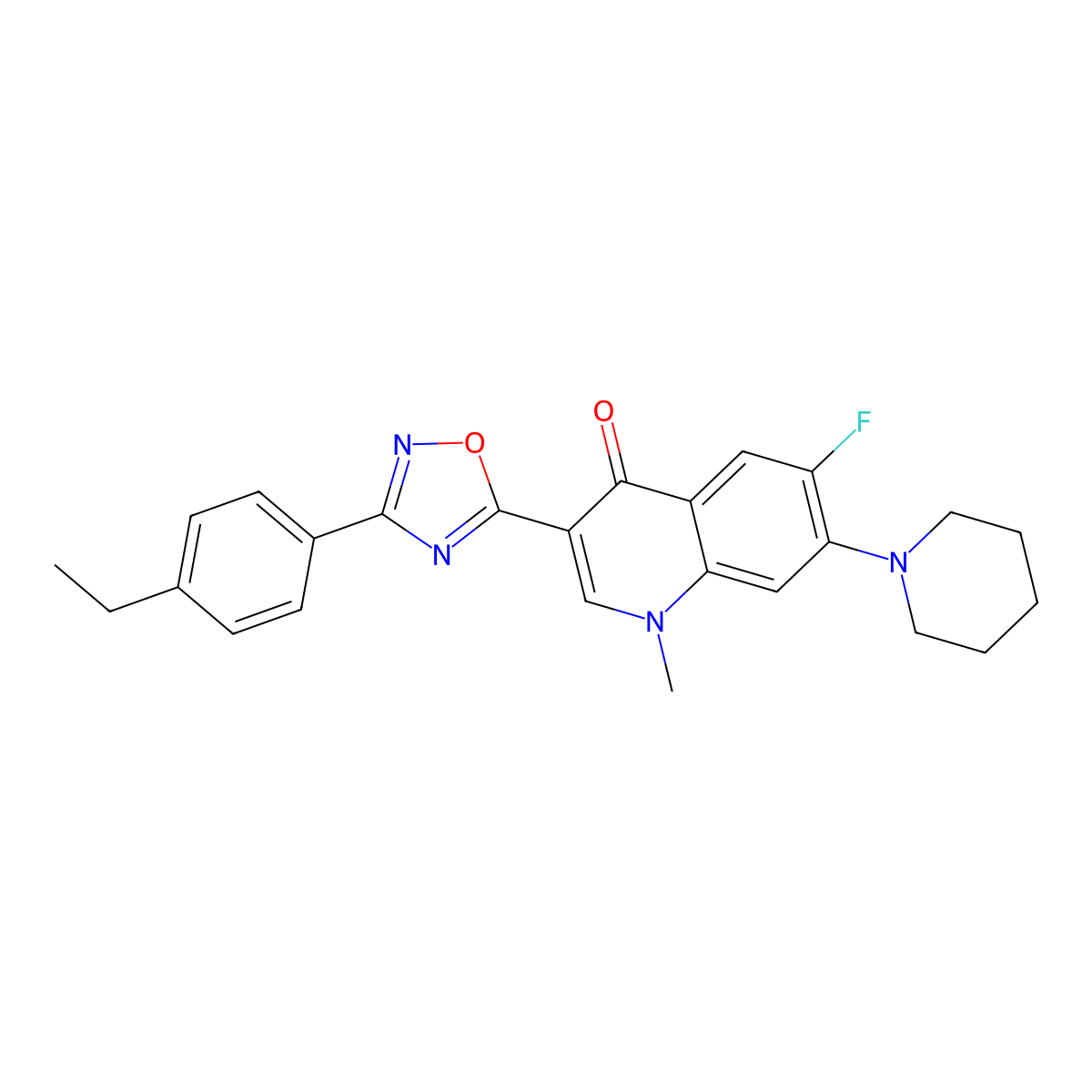 3-[3-(4-Ethylphenyl)-1,2,4-oxadiazol-5-yl]-6-fluoro-1-methyl-7-(piperidin-1-yl)-1,4-dihydroquinolin-4-one molecular structure, CAS 1111025-73-0