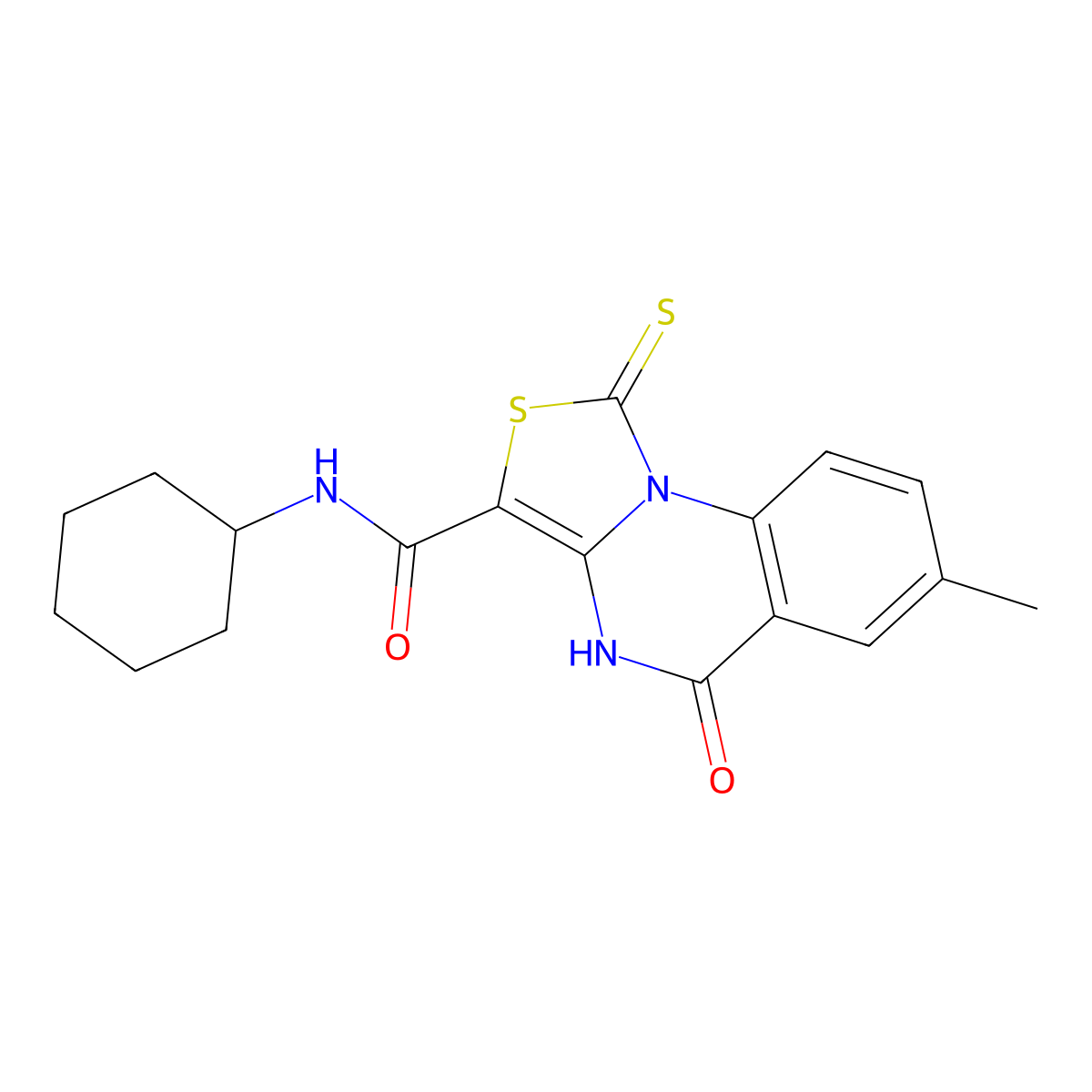 N-cyclohexyl-7-methyl-5-oxo-1-thioxo-4,5-dihydro-1H-thiazolo[3,4-a]quinazoline-3-carboxamide molecular structure, CAS 1111025-85-4