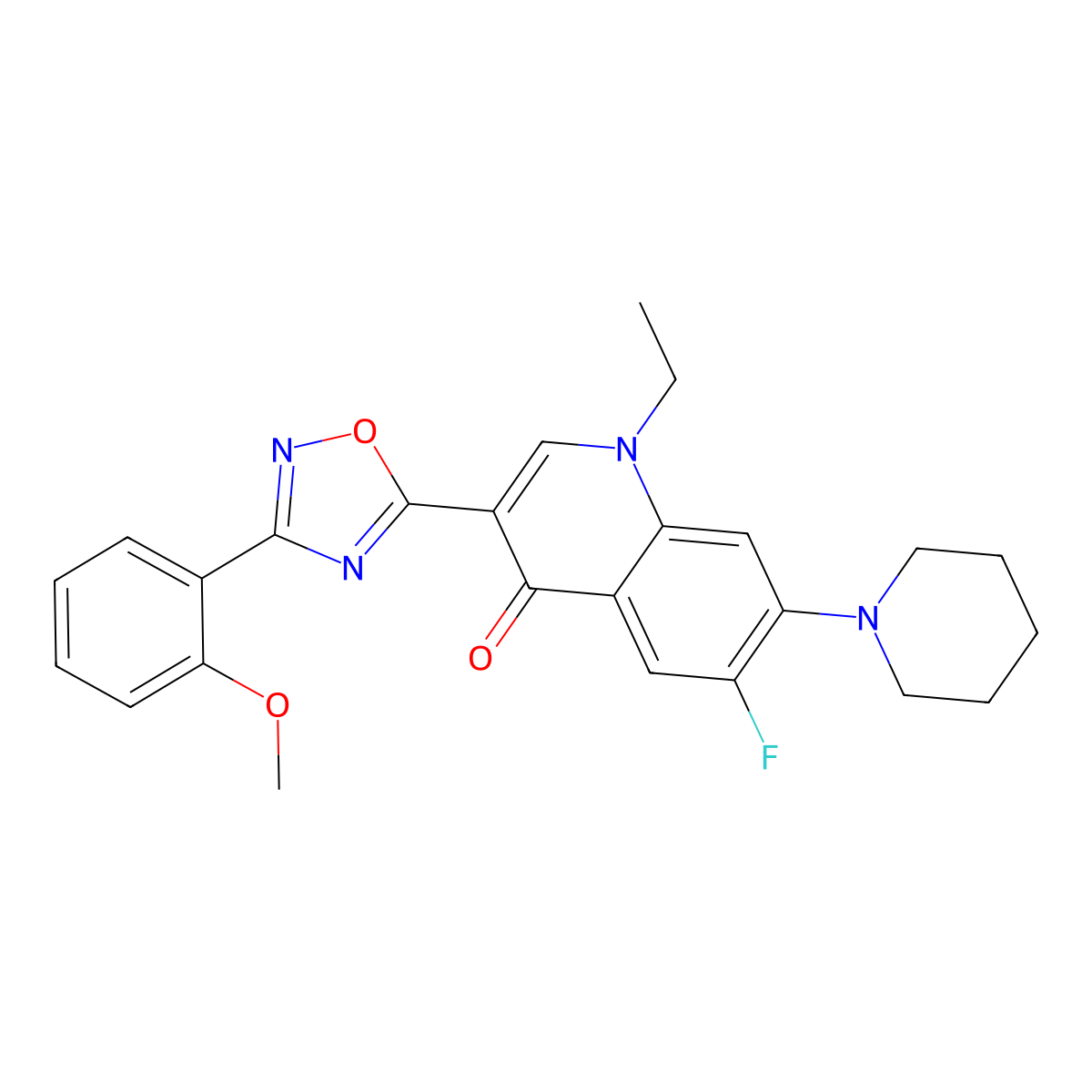 1-Ethyl-6-fluoro-3-[3-(2-methoxyphenyl)-1,2,4-oxadiazol-5-yl]-7-(piperidin-1-yl)-1,4-dihydroquinolin-4-one molecular structure, CAS 1111025-88-7