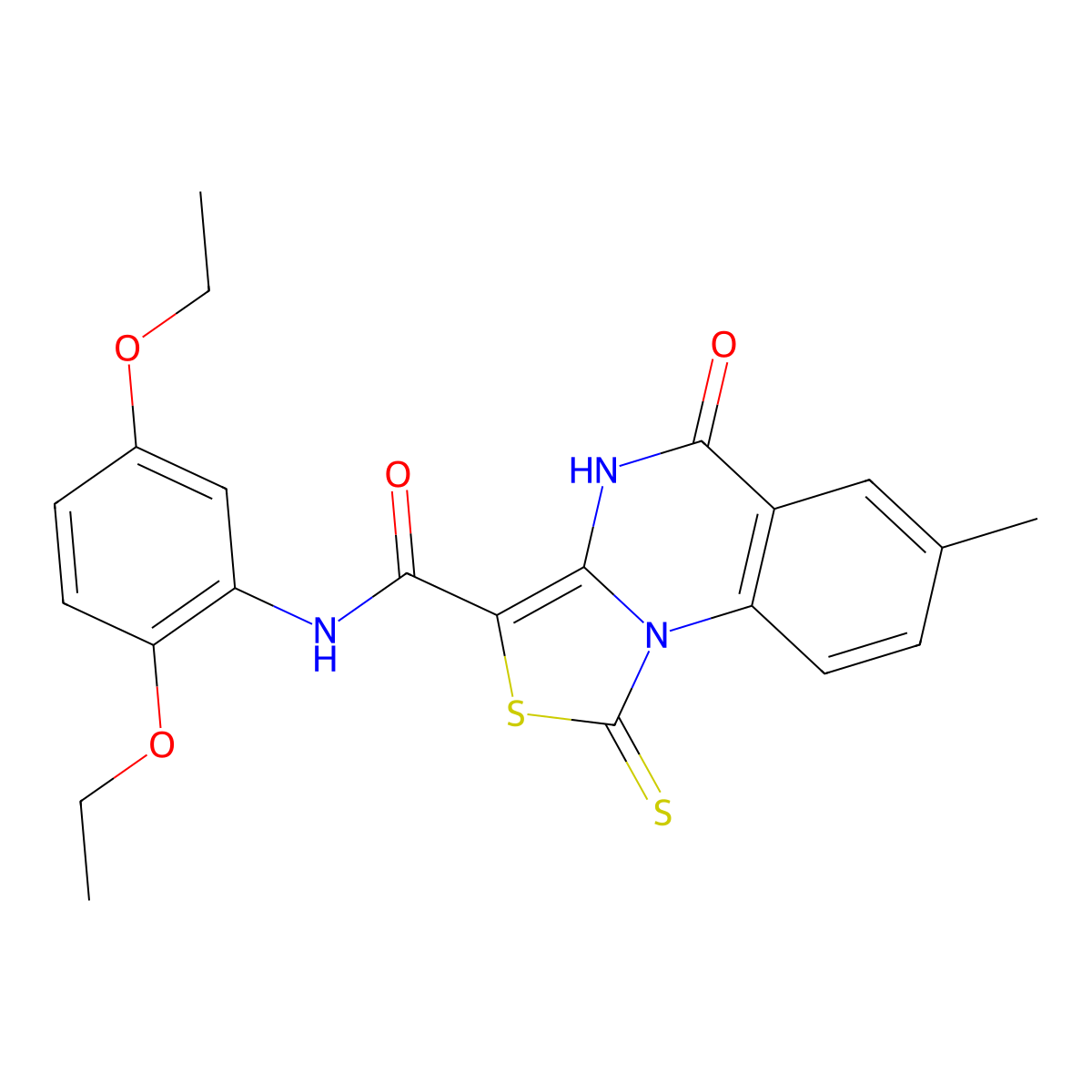 N-(2,5-diethoxyphenyl)-7-methyl-5-oxo-1-thioxo-4,5-dihydro-1H-thiazolo[3,4-a]quinazoline-3-carboxamide molecular structure, CAS 1111026-34-6