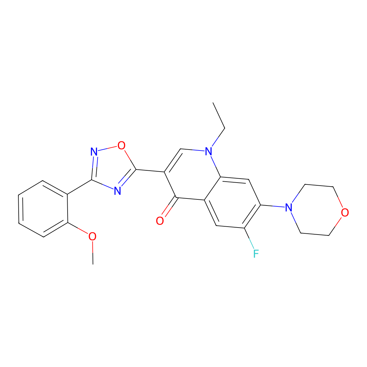 1-ethyl-6-fluoro-3-(3-(2-methoxyphenyl)-1,2,4-oxadiazol-5-yl)-7-morpholinoquinolin-4(1H)-one molecular structure, CAS 1111026-51-7