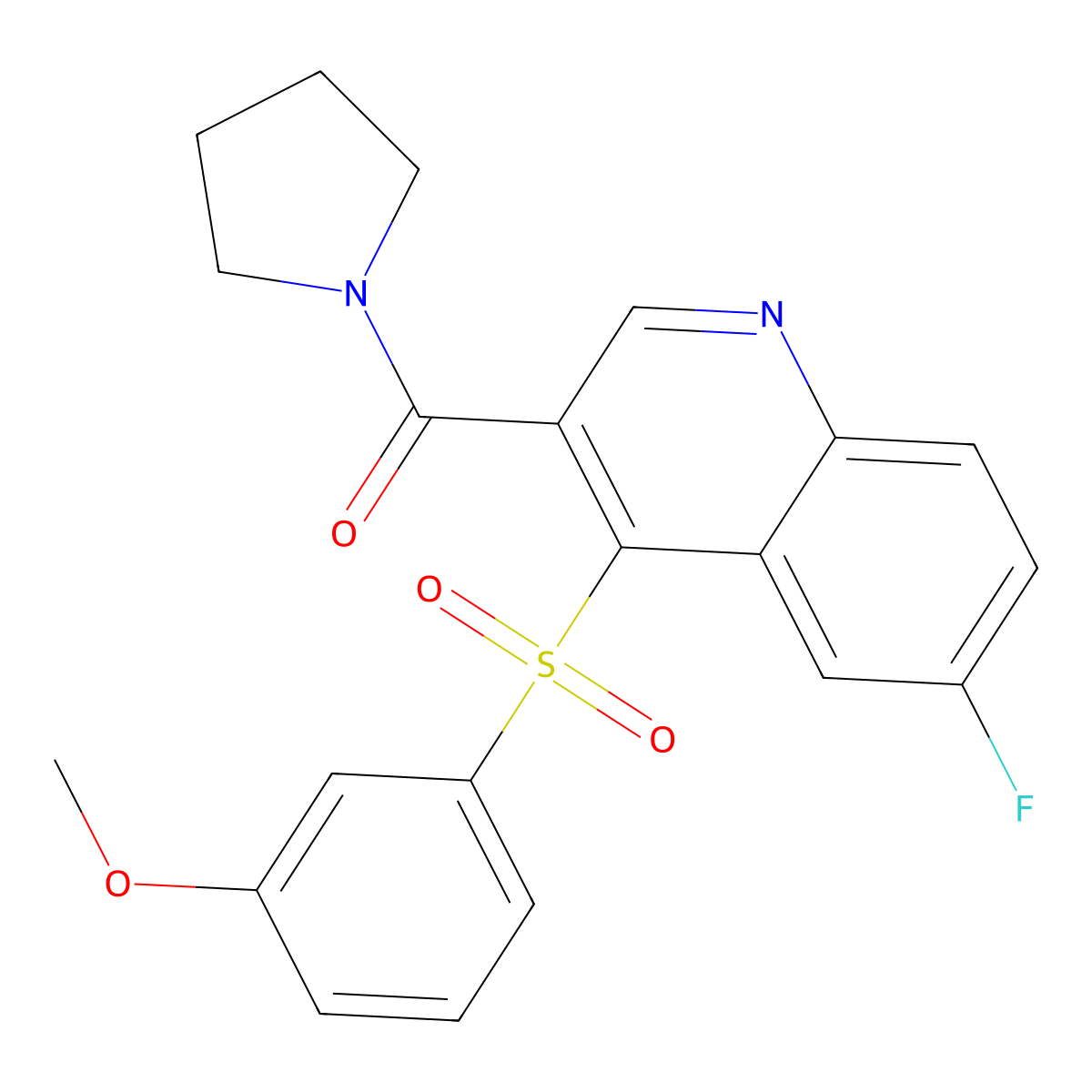 6-Fluoro-4-[(3-methoxyphenyl)sulfonyl]-3-(pyrrolidin-1-ylcarbonyl)quinoline molecular structure, CAS 1111031-84-5