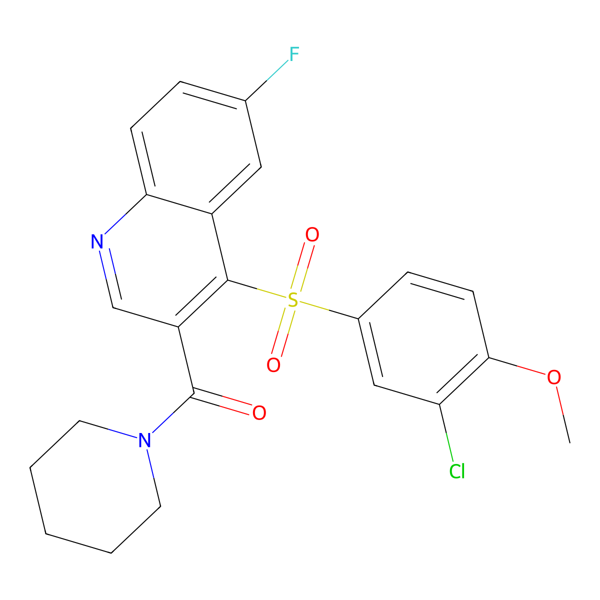 4-[(3-Chloro-4-methoxyphenyl)sulfonyl]-6-fluoro-3-(piperidin-1-ylcarbonyl)quinoline molecular structure, CAS 1111031-90-3