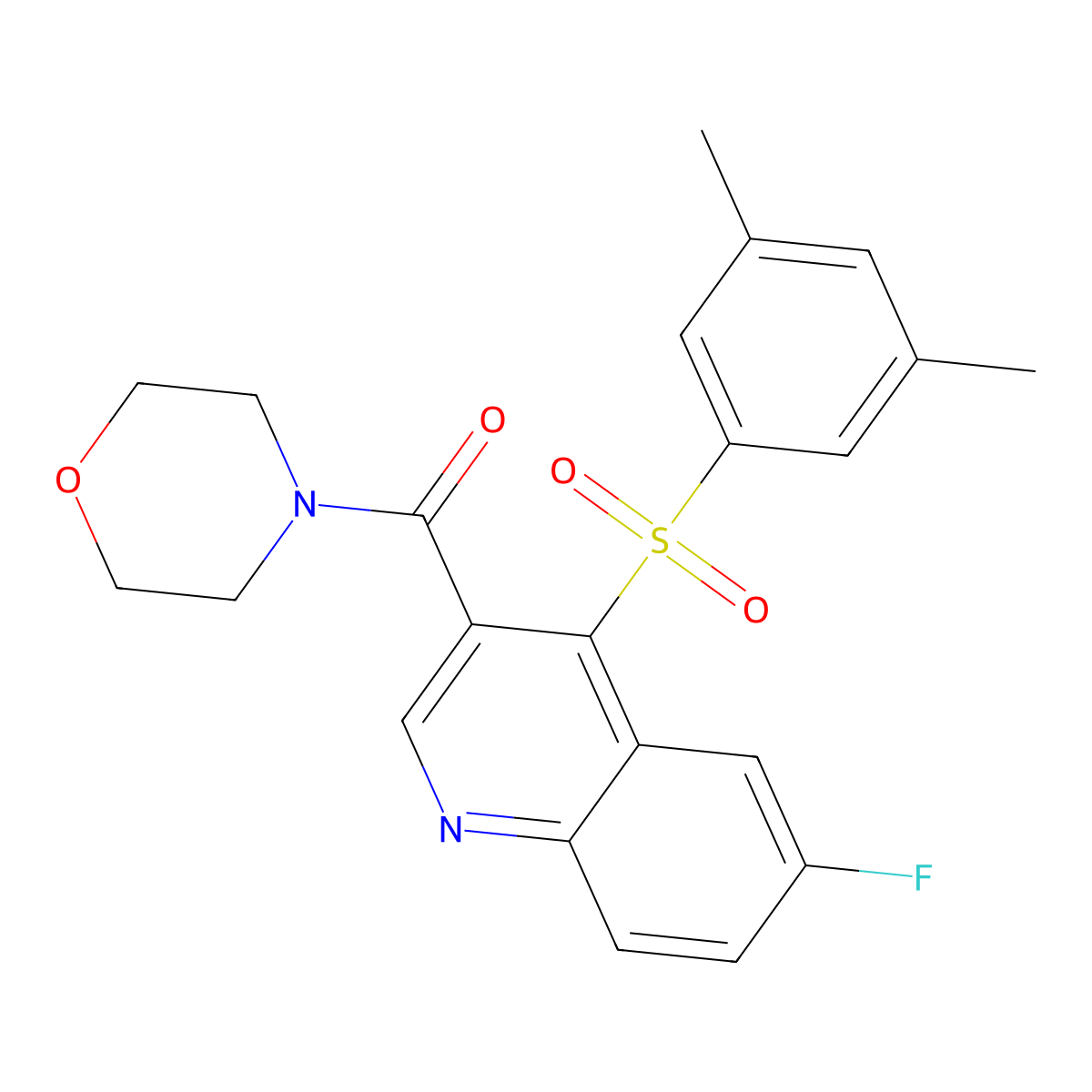 (4-((3,5-Dimethylphenyl)sulfonyl)-6-fluoroquinolin-3-yl)(morpholino)methanone molecular structure, CAS 1111032-02-0