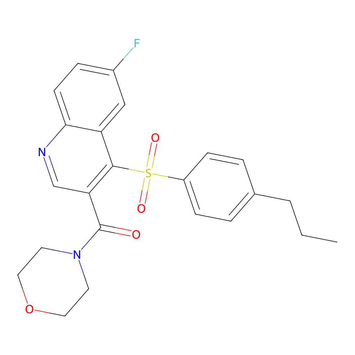 (6-Fluoro-4-((4-propylphenyl)sulfonyl)quinolin-3-yl)(morpholino)methanone molecular structure, CAS 1111032-08-6
