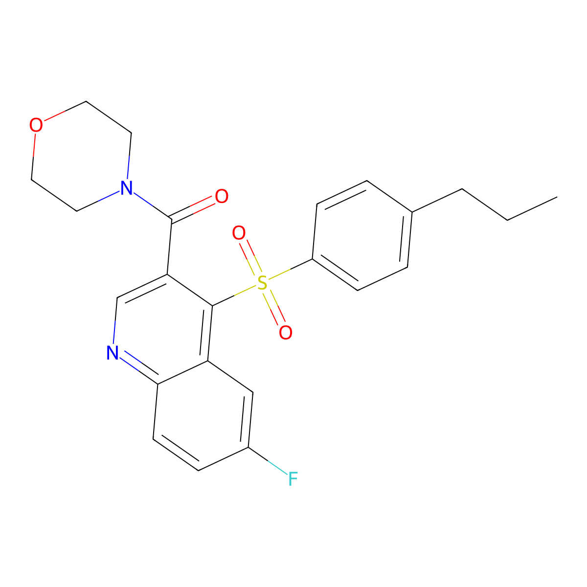 (6-Fluoro-4-((4-propylphenyl)sulfonyl)quinolin-3-yl)(morpholino)methanone molecular structure, CAS 1111032-08-6