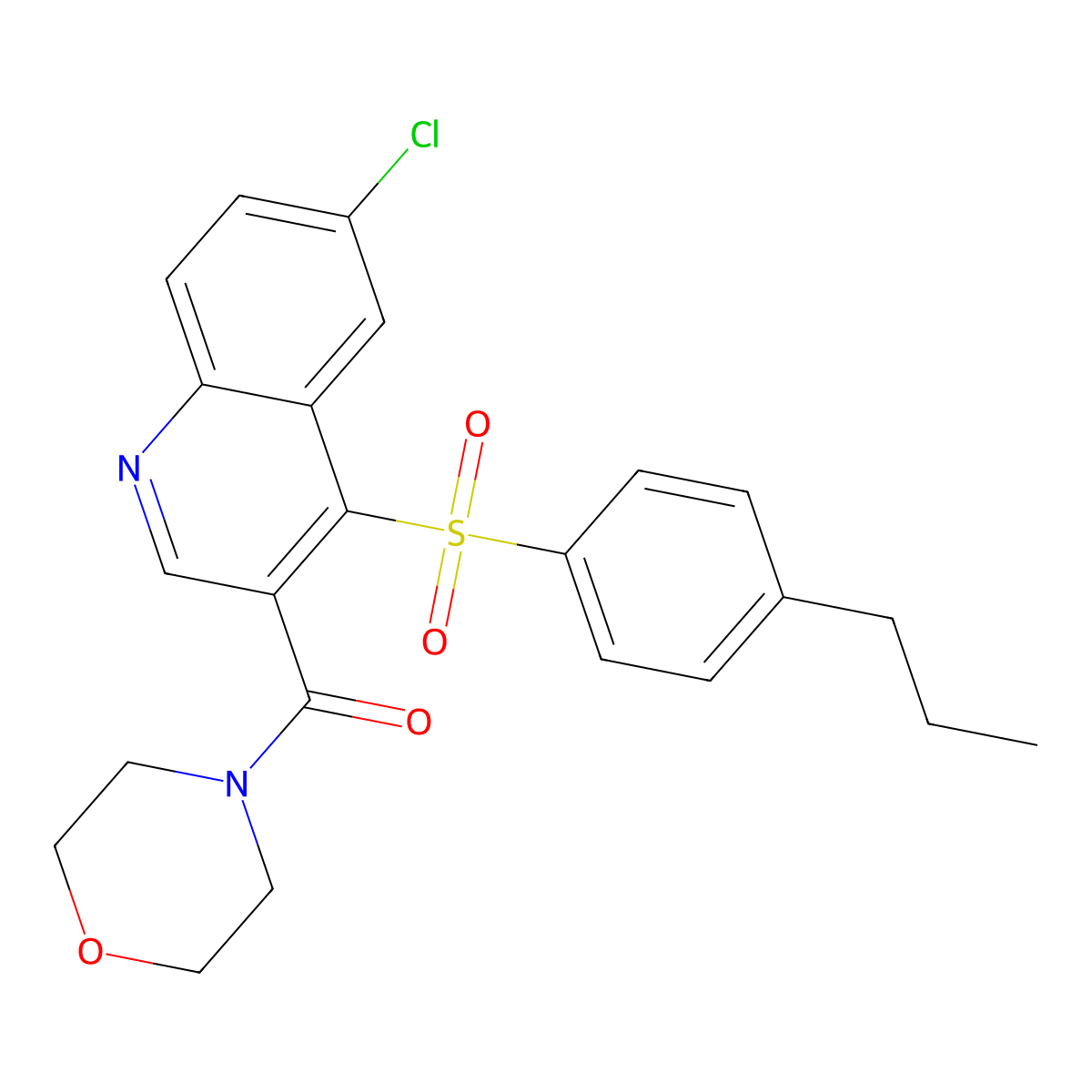 (6-Chloro-4-((4-propylphenyl)sulfonyl)quinolin-3-yl)(morpholino)methanone molecular structure, CAS 1111032-33-7