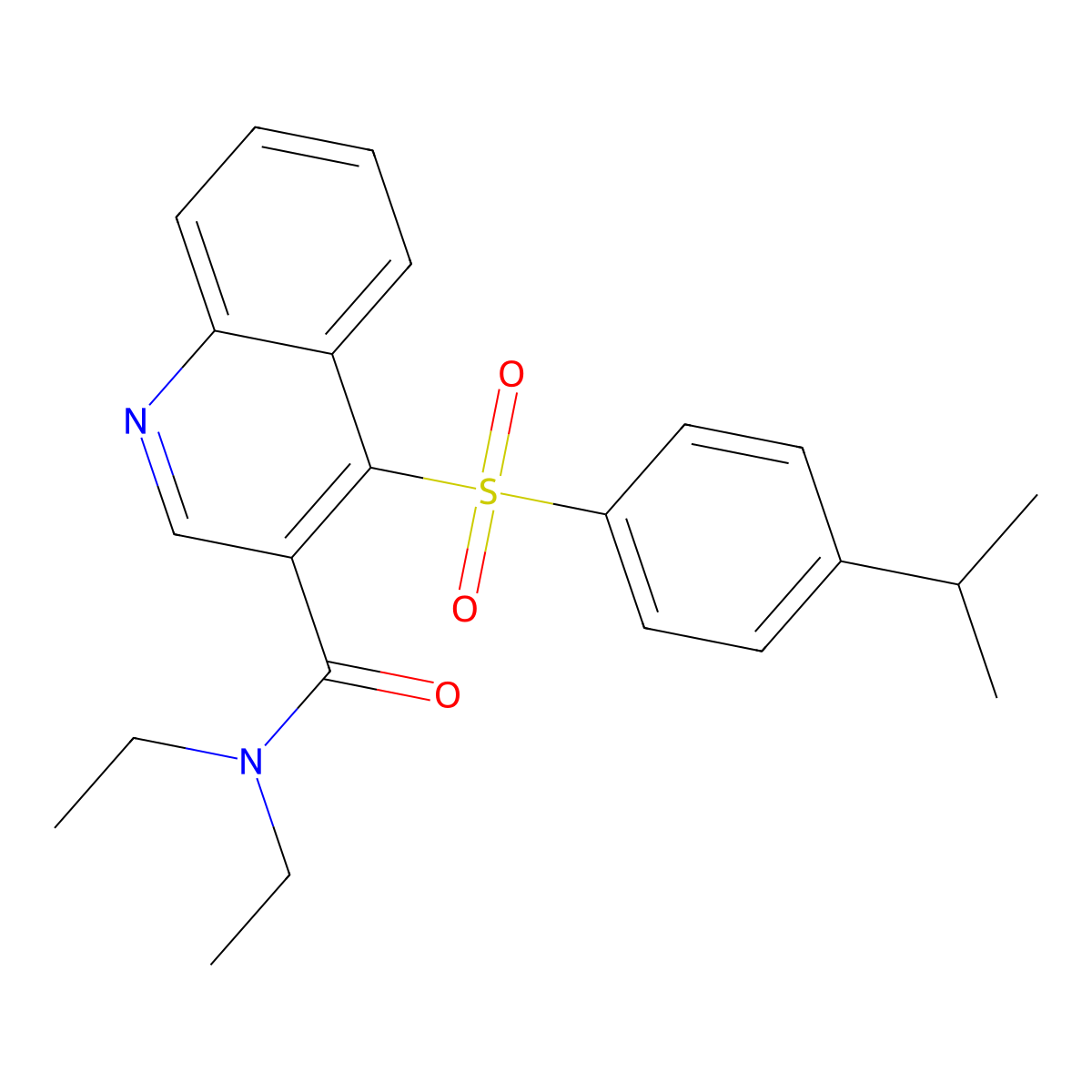 N,N-diethyl-4-((4-isopropylphenyl)sulfonyl)quinoline-3-carboxamide molecular structure, CAS 1111032-47-3