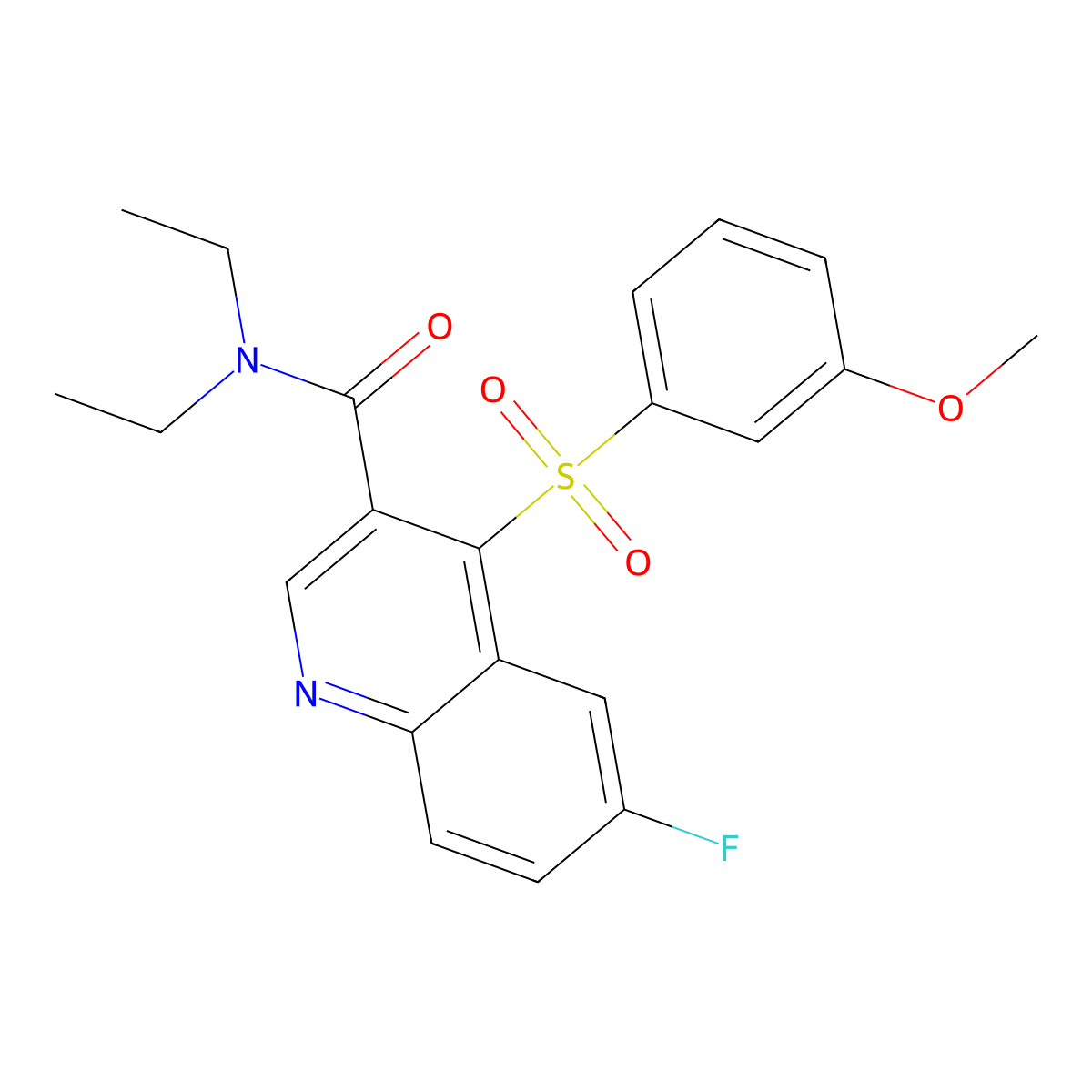 N,N-diethyl-6-fluoro-4-((3-methoxyphenyl)sulfonyl)quinoline-3-carboxamide molecular structure, CAS 1111032-75-7