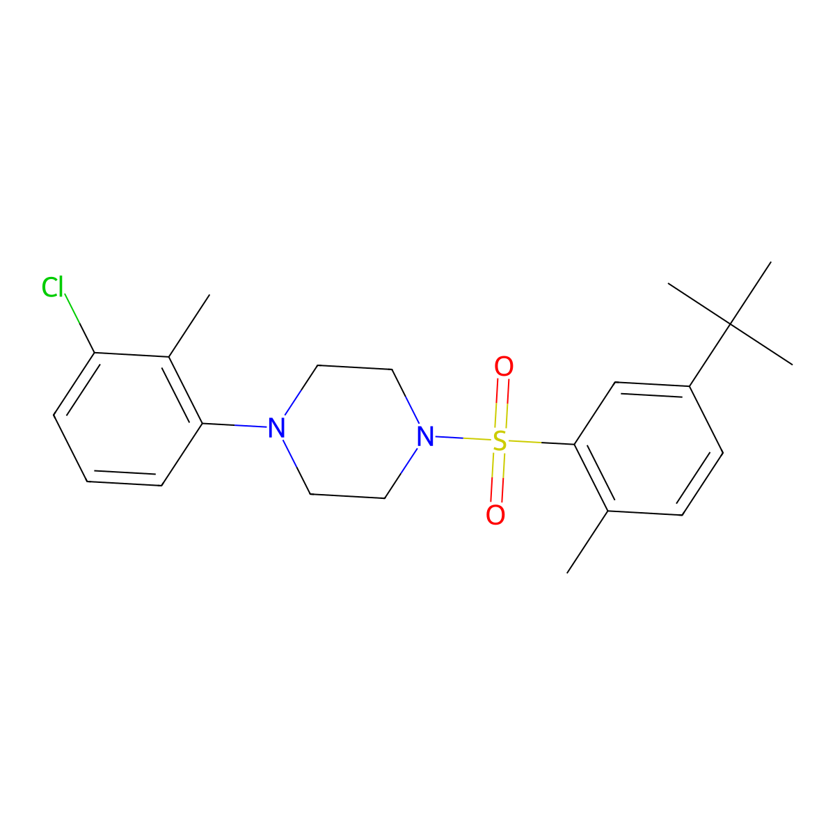 1-(5-Tert-butyl-2-methylbenzenesulfonyl)-4-(3-chloro-2-methylphenyl)piperazine molecular structure, CAS 1111033-73-8