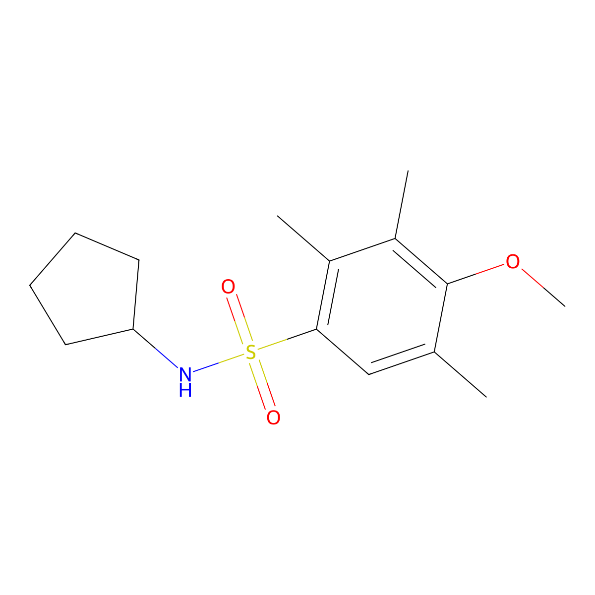 N-cyclopentyl-4-methoxy-2,3,5-trimethylbenzenesulfonamide molecular structure, CAS 1111034-51-5