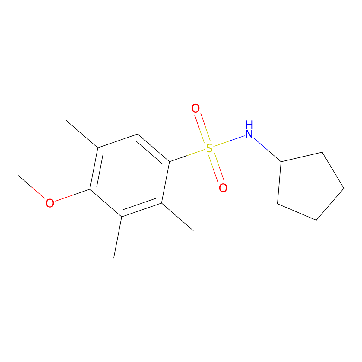 N-cyclopentyl-4-methoxy-2,3,5-trimethylbenzenesulfonamide molecular structure, CAS 1111034-51-5