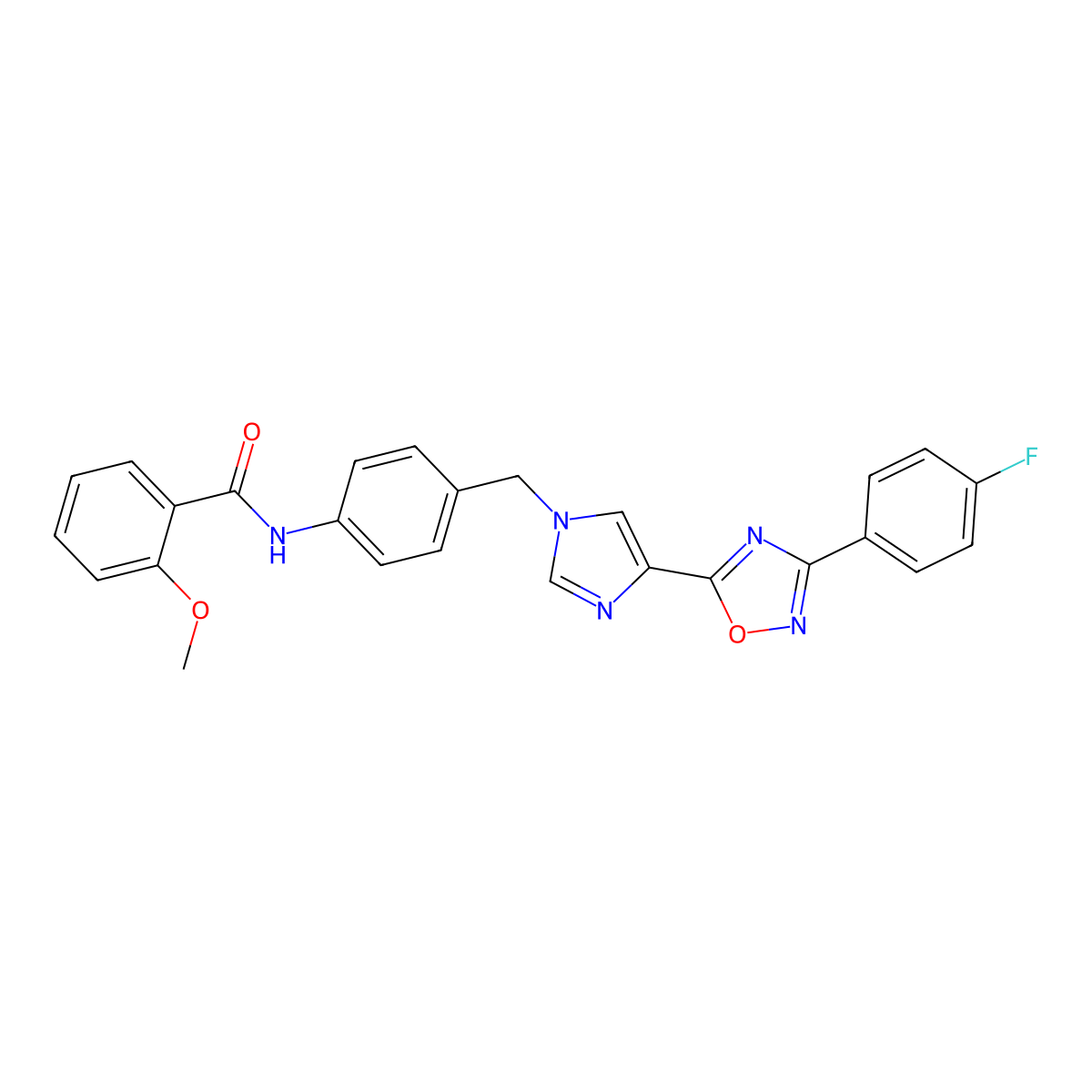 N-[4-({4-[3-(4-fluorophenyl)-1,2,4-oxadiazol-5-yl]-1H-imidazol-1-yl}methyl)phenyl]-2-methoxybenzamide molecular structure, CAS 1111035-97-2