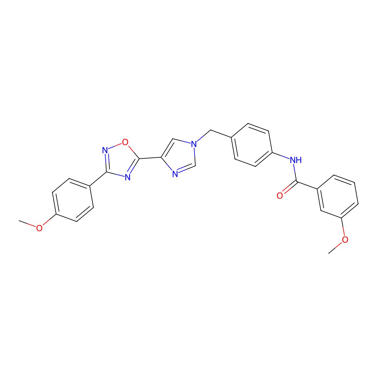 3-methoxy-N-[4-({4-[3-(4-methoxyphenyl)-1,2,4-oxadiazol-5-yl]-1H-imidazol-1-yl}methyl)phenyl]benzamide molecular structure, CAS 1111036-09-9