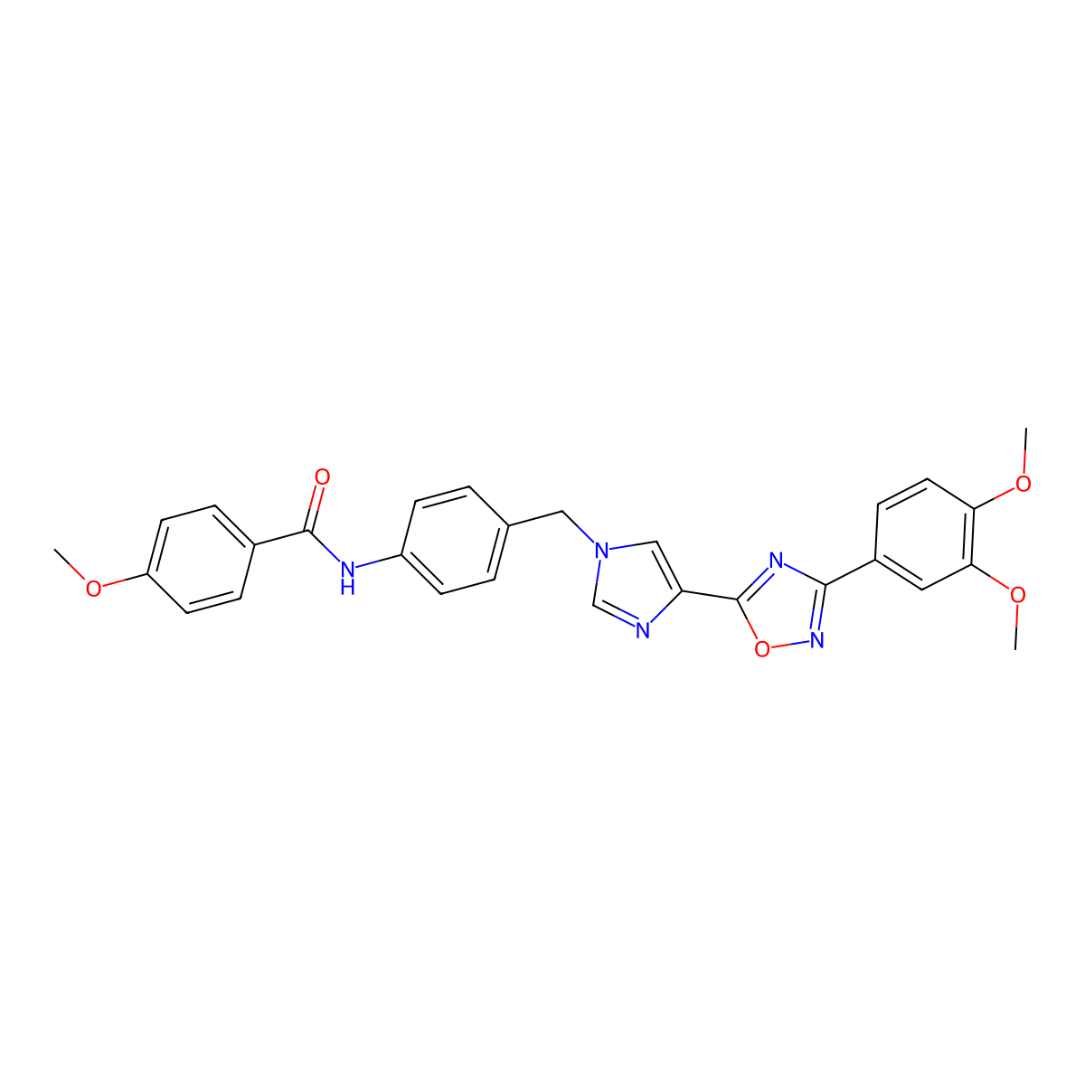 N-[4-({4-[3-(3,4-dimethoxyphenyl)-1,2,4-oxadiazol-5-yl]-1H-imidazol-1-yl}methyl)phenyl]-4-methoxybenzamide molecular structure, CAS 1111036-21-5