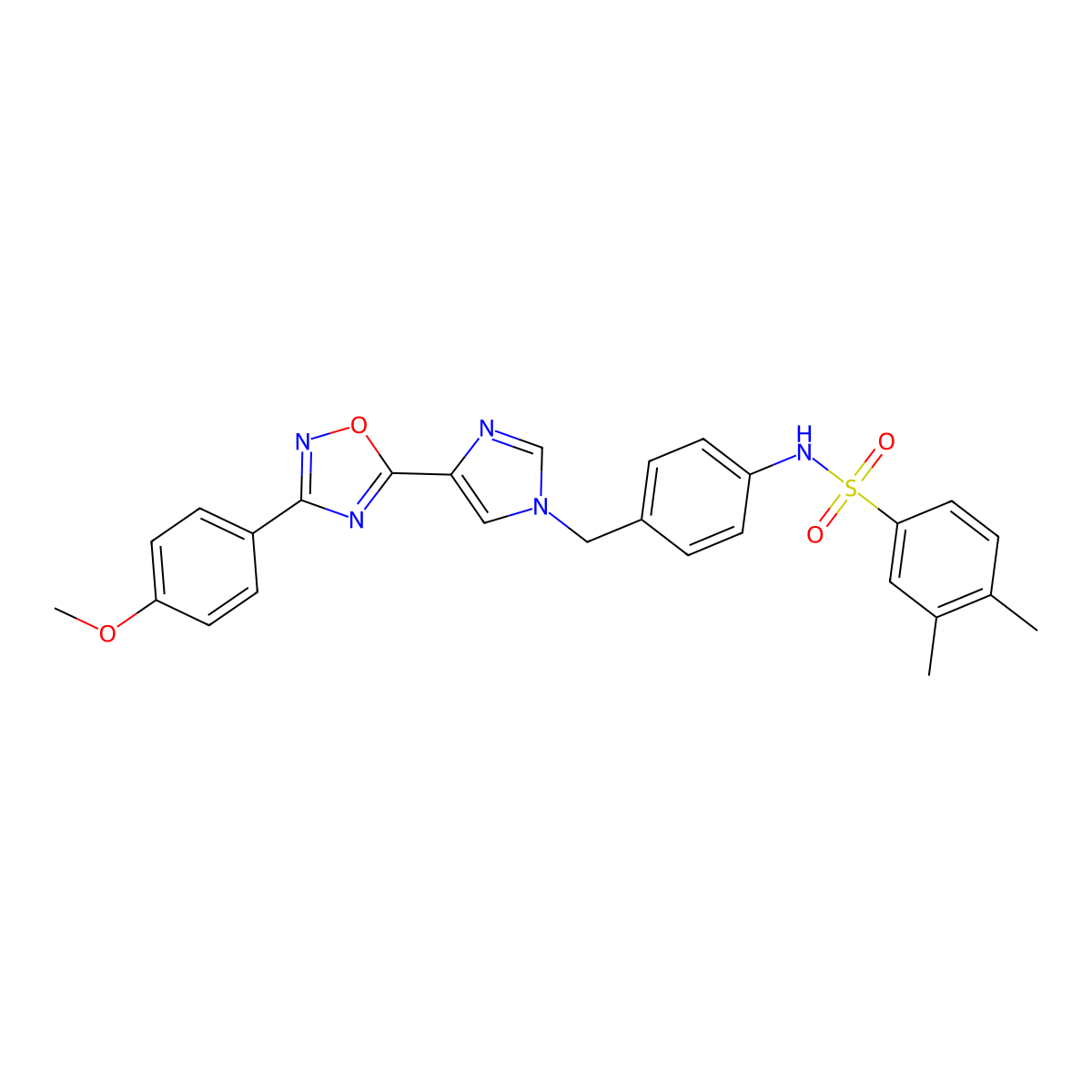 N-(4-((4-(3-(4-methoxyphenyl)-1,2,4-oxadiazol-5-yl)-1H-imidazol-1-yl)methyl)phenyl)-3,4-dimethylbenzenesulfonamide molecular structure, CAS 1111036-89-5
