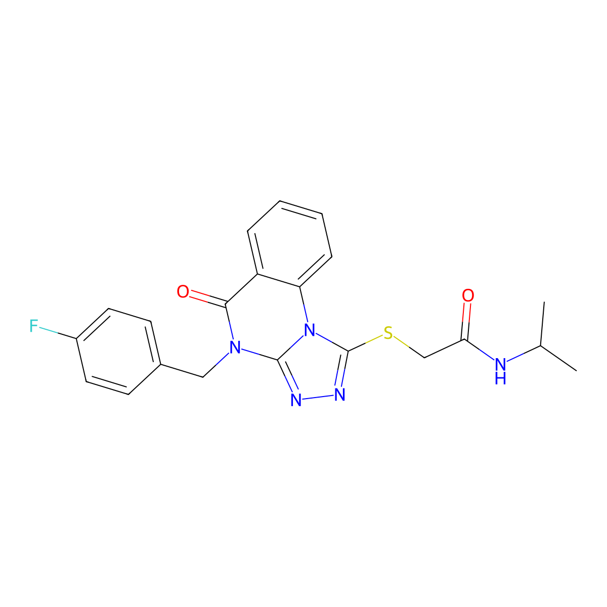 2-((4-(4-fluorobenzyl)-5-oxo-4,5-dihydro-[1,2,4]triazolo[4,3-a]quinazolin-1-yl)thio)-N-isopropylacetamide molecular structure, CAS 1111038-89-1