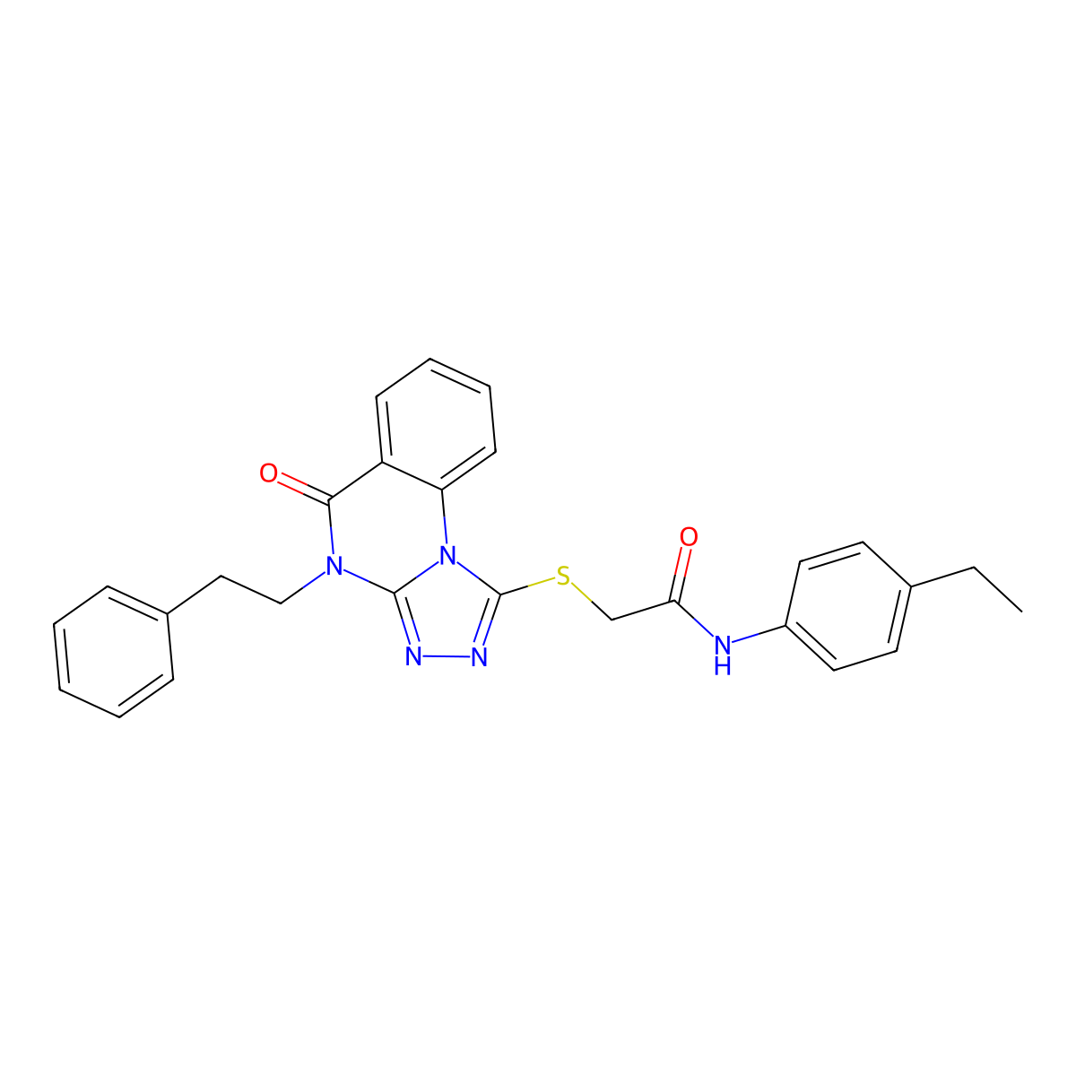 N-(4-ethylphenyl)-2-{[5-oxo-4-(2-phenylethyl)-4H,5H-[1,2,4]triazolo[4,3-a]quinazolin-1-yl]sulfanyl}acetamide molecular structure, CAS 1111038-93-7