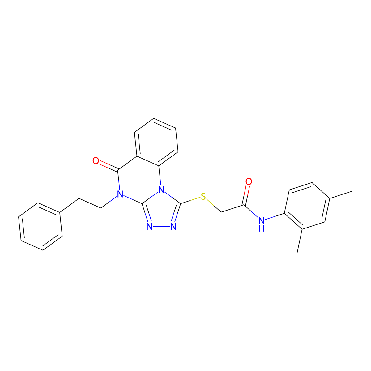 N-(2,4-dimethylphenyl)-2-((5-oxo-4-phenethyl-4,5-dihydro-[1,2,4]triazolo[4,3-a]quinazolin-1-yl)thio)acetamide molecular structure, CAS 1111039-05-4