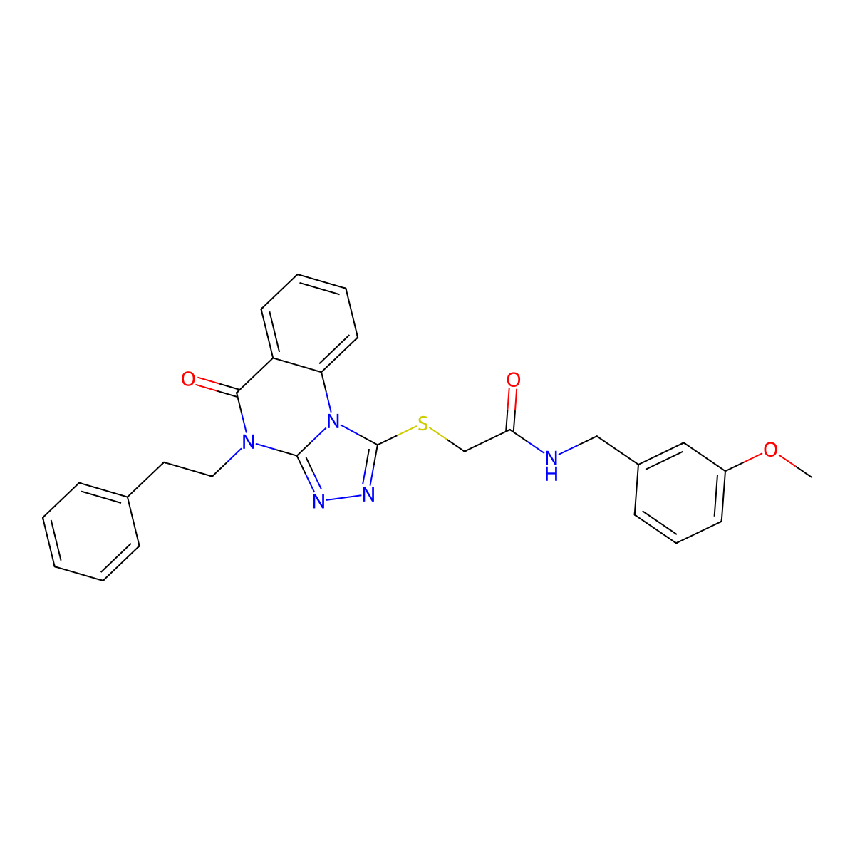 N-[(3-methoxyphenyl)methyl]-2-{[5-oxo-4-(2-phenylethyl)-4H,5H-[1,2,4]triazolo[4,3-a]quinazolin-1-yl]sulfanyl}acetamide molecular structure, CAS 1111039-13-4