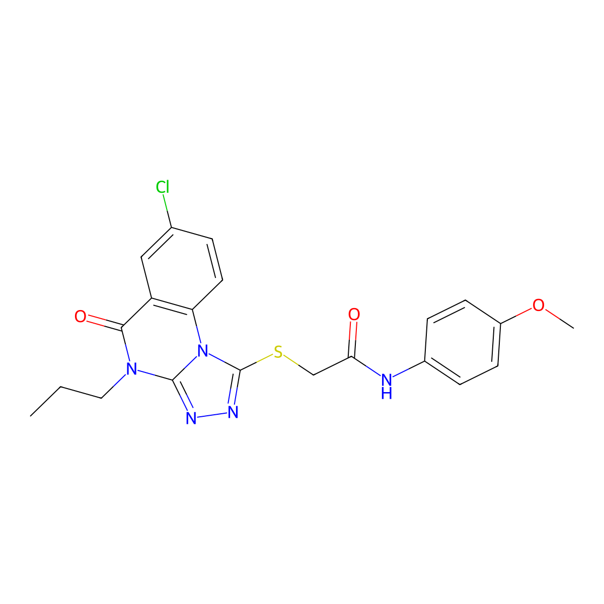 2-({7-chloro-5-oxo-4-propyl-4H,5H-[1,2,4]triazolo[4,3-a]quinazolin-1-yl}sulfanyl)-N-(4-methoxyphenyl)acetamide molecular structure, CAS 1111039-33-8