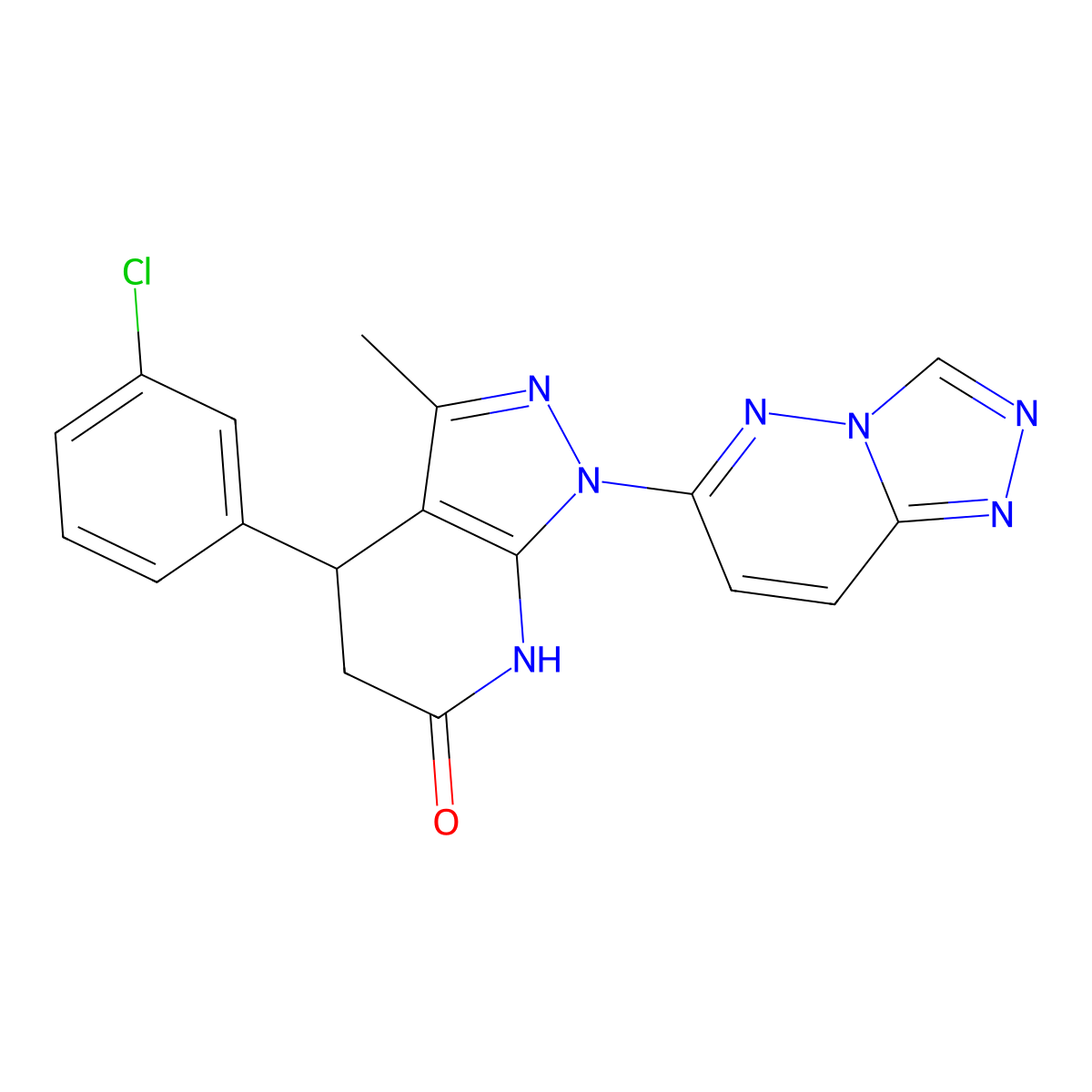 1-([1,2,4]triazolo[4,3-b]pyridazin-6-yl)-4-(3-chlorophenyl)-3-methyl-4,5-dihydro-1H-pyrazolo[3,4-b]pyridin-6(7H)-one molecular structure, CAS 1111039-52-1