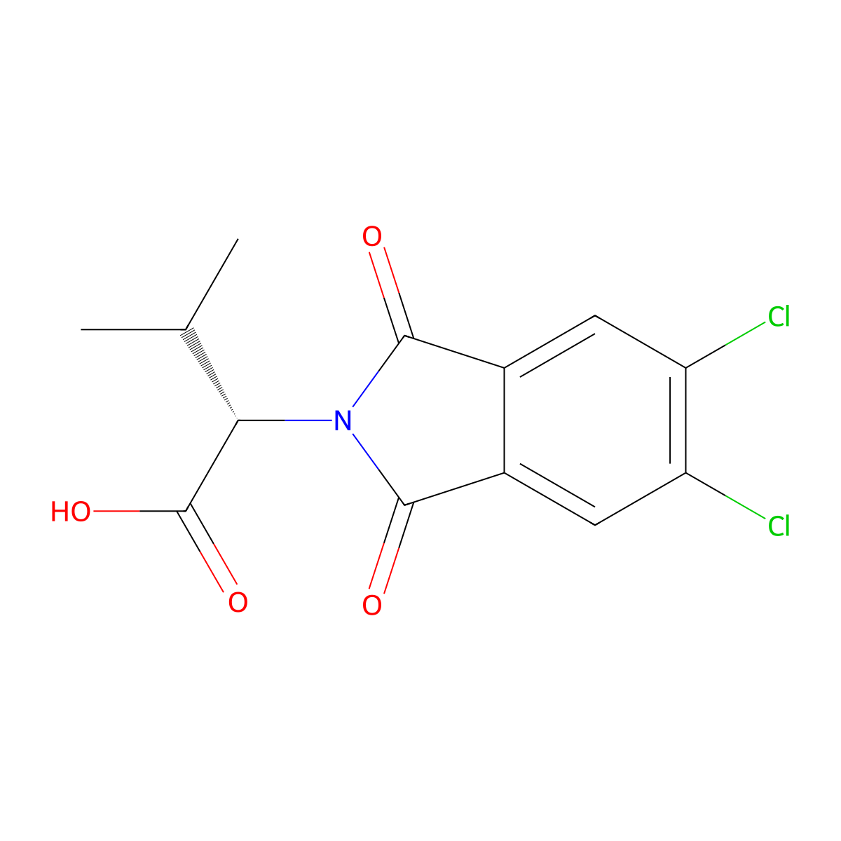 (2S)-2-(5,6-dichloro-1,3-dioxo-1,3-dihydro-2H-isoindol-2-yl)-3-methylbutanoic acid molecular structure, CAS 111104-28-0