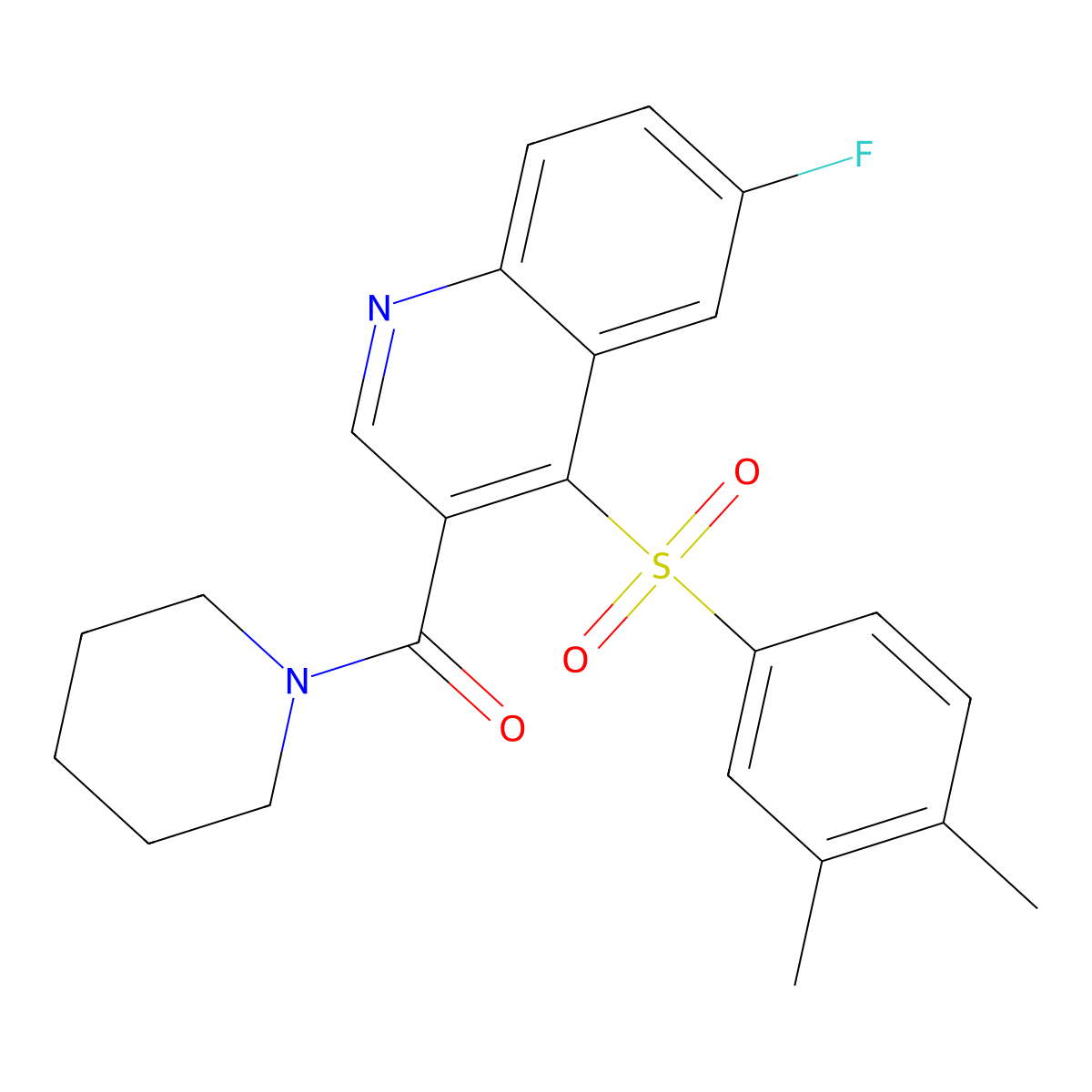 4-(3,4-Dimethylbenzenesulfonyl)-6-fluoro-3-(piperidine-1-carbonyl)quinoline molecular structure, CAS 1111050-60-2
