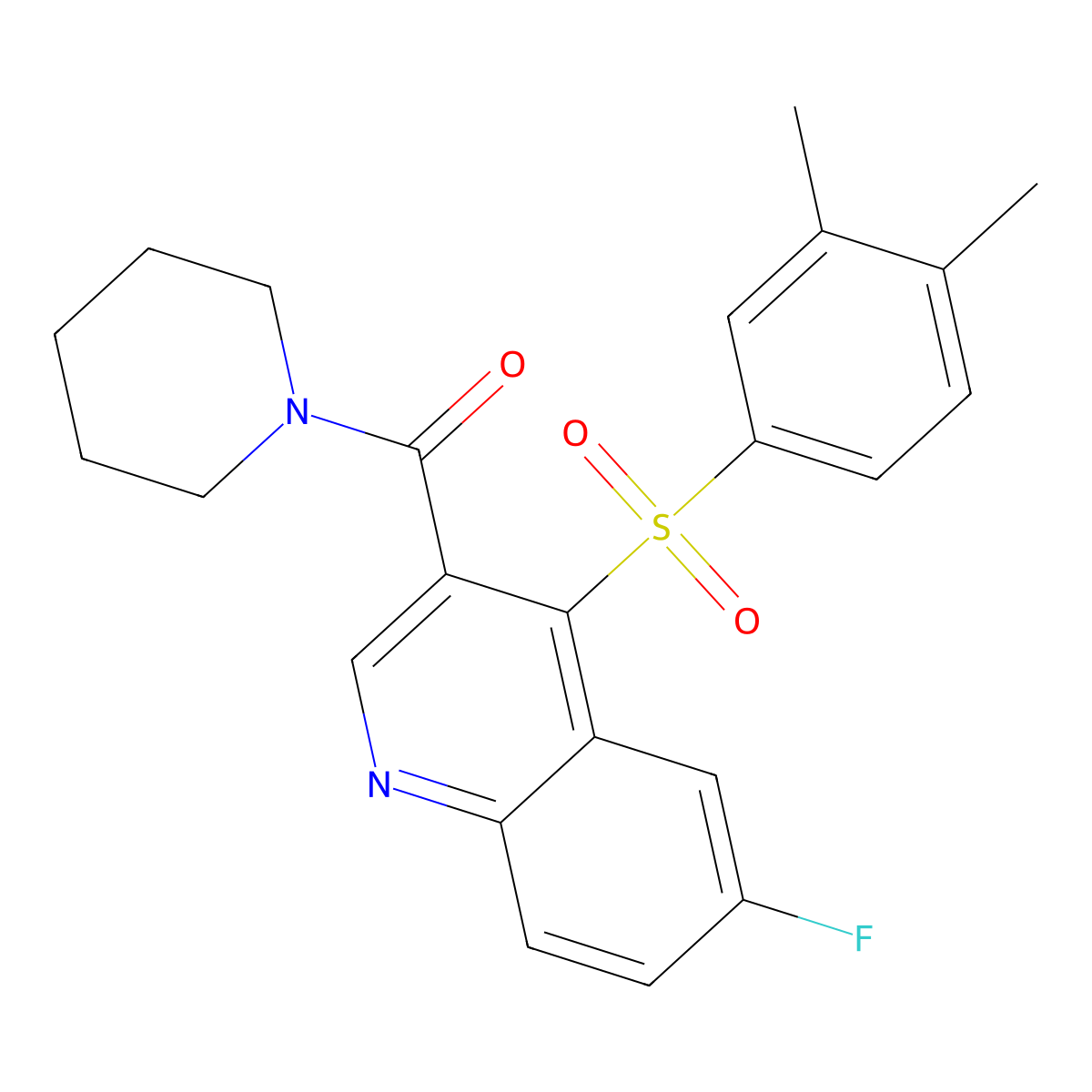 4-(3,4-Dimethylbenzenesulfonyl)-6-fluoro-3-(piperidine-1-carbonyl)quinoline molecular structure, CAS 1111050-60-2