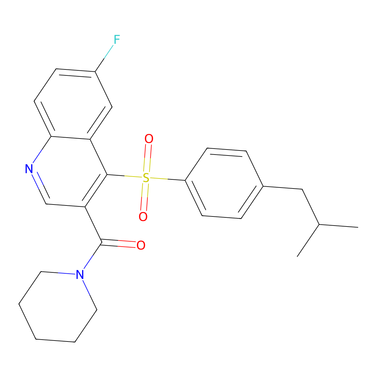 6-Fluoro-4-[(4-isobutylphenyl)sulfonyl]-3-(piperidin-1-ylcarbonyl)quinoline molecular structure, CAS 1111050-68-0