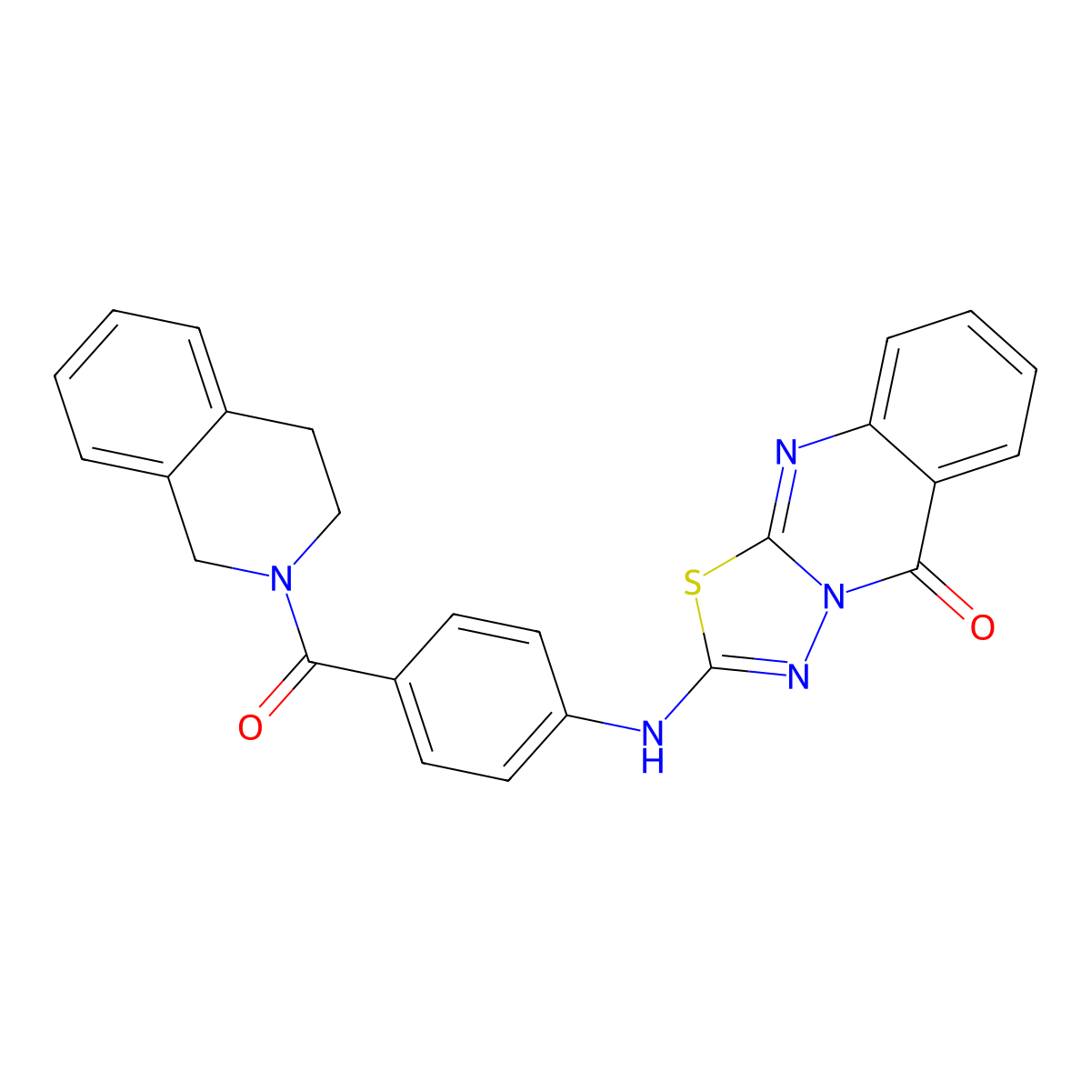 2-{[4-(1,2,3,4-tetrahydroisoquinoline-2-carbonyl)phenyl]amino}-5H-[1,3,4]thiadiazolo[2,3-b]quinazolin-5-one molecular structure, CAS 1111050-78-2