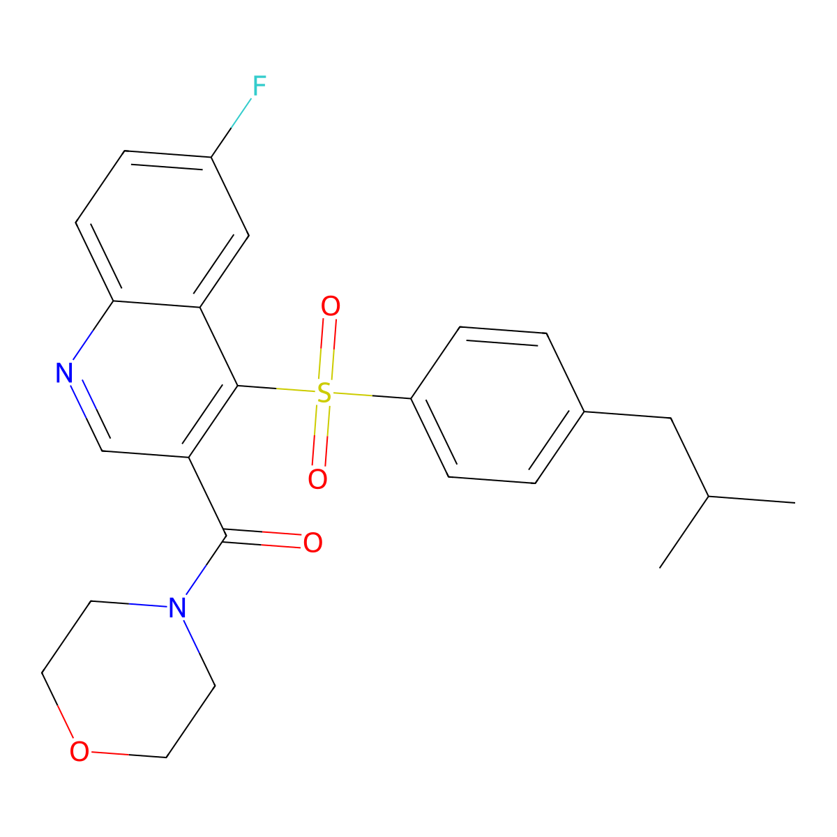 (6-Fluoro-4-((4-isobutylphenyl)sulfonyl)quinolin-3-yl)(morpholino)methanone molecular structure, CAS 1111050-92-0