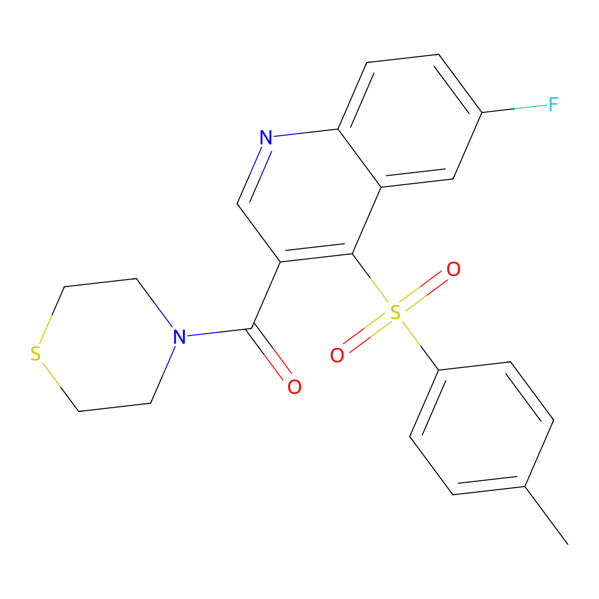(6-Fluoro-4-tosylquinolin-3-yl)(thiomorpholino)methanone molecular structure, CAS 1111051-16-1