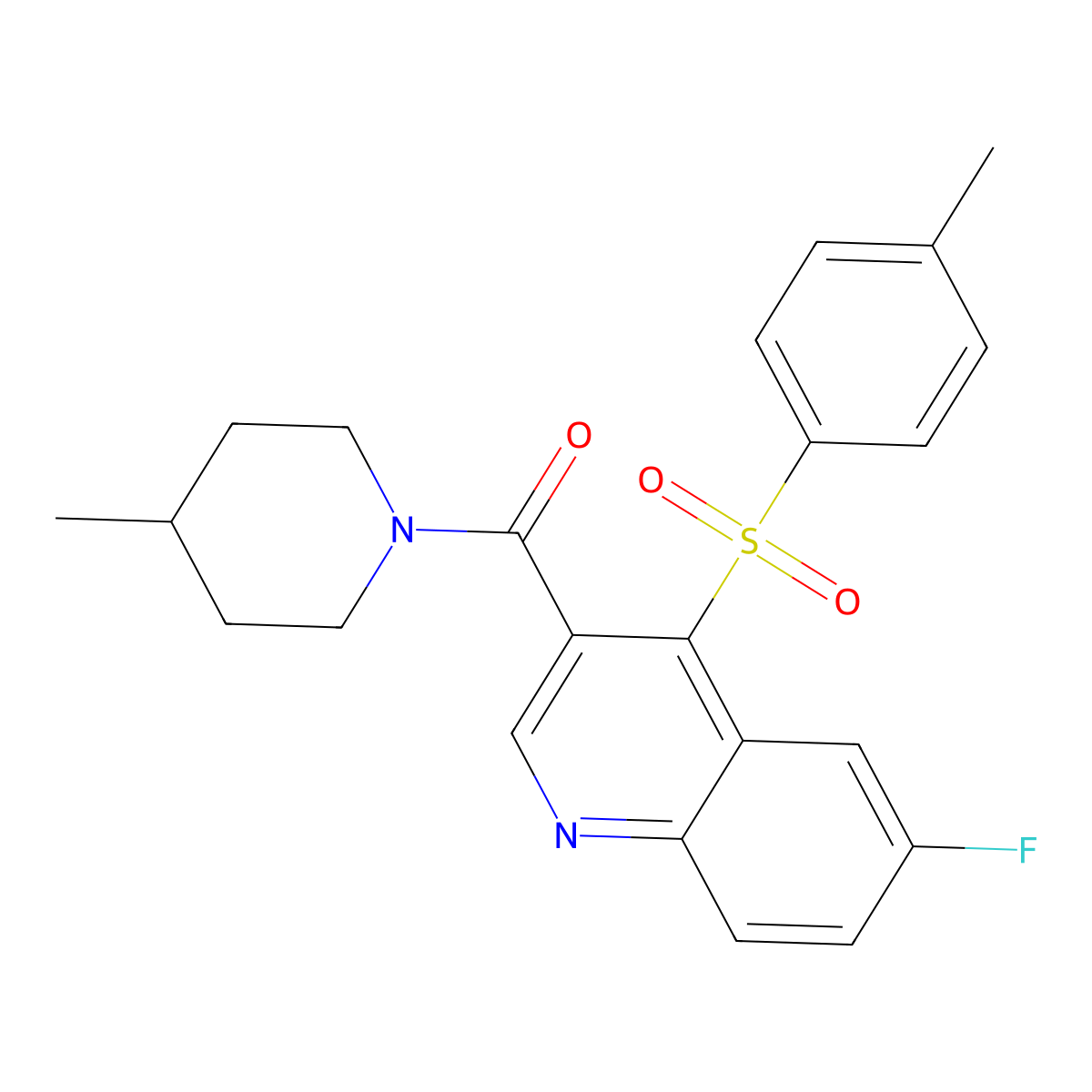6-Fluoro-4-(4-methylbenzenesulfonyl)-3-(4-methylpiperidine-1-carbonyl)quinoline molecular structure, CAS 1111051-24-1