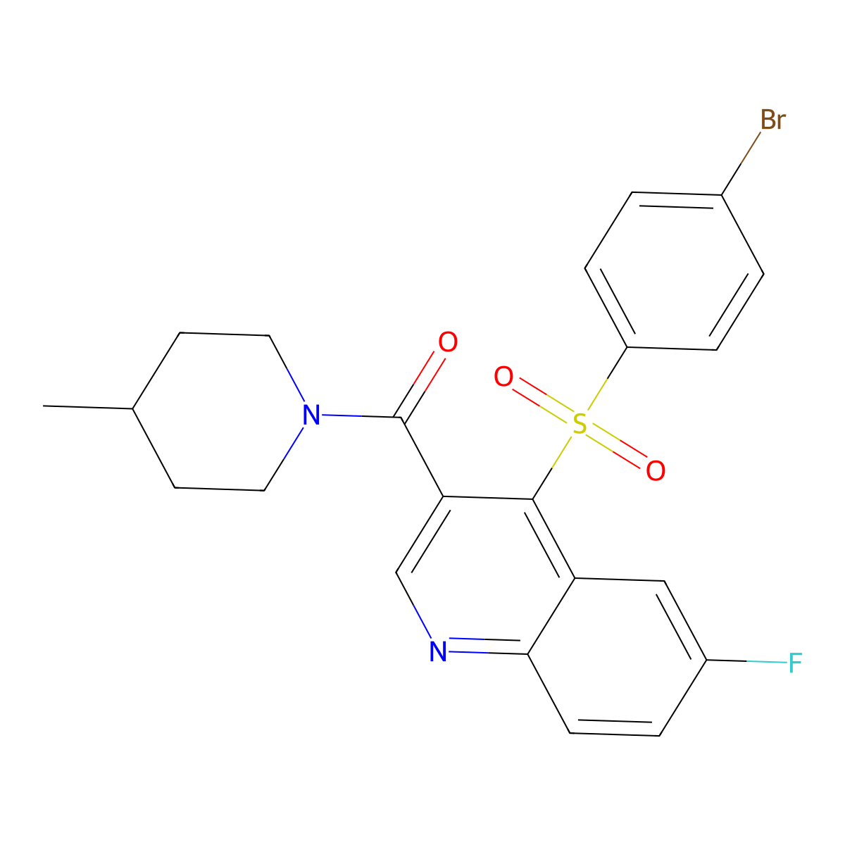 4-(4-Bromobenzenesulfonyl)-6-fluoro-3-(4-methylpiperidine-1-carbonyl)quinoline molecular structure, CAS 1111051-32-1