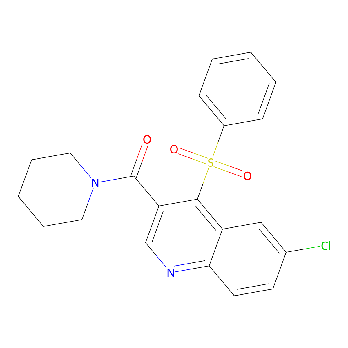 4-(Benzenesulfonyl)-6-chloro-3-(piperidine-1-carbonyl)quinoline molecular structure, CAS 1111051-48-9