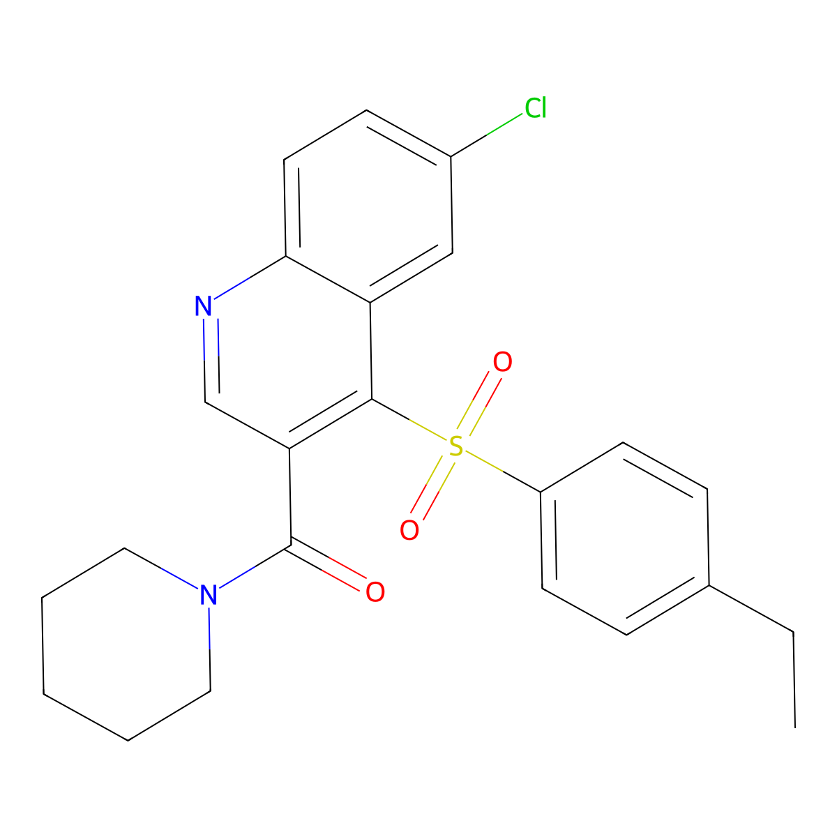 6-Chloro-4-(4-ethylbenzenesulfonyl)-3-(piperidine-1-carbonyl)quinoline molecular structure, CAS 1111051-56-9