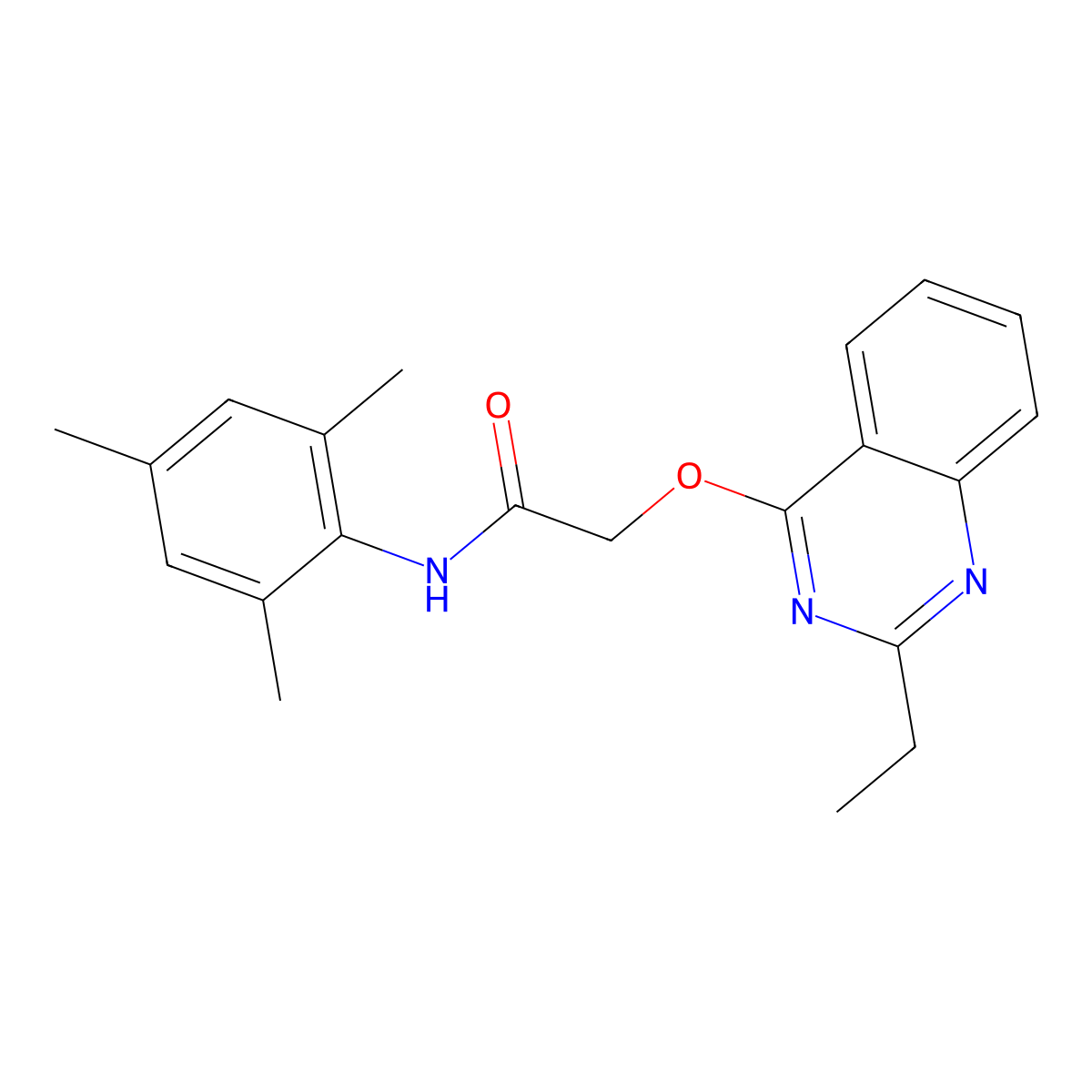 2-[(2-ethylquinazolin-4-yl)oxy]-N-(2,4,6-trimethylphenyl)acetamide molecular structure, CAS 1111052-07-3
