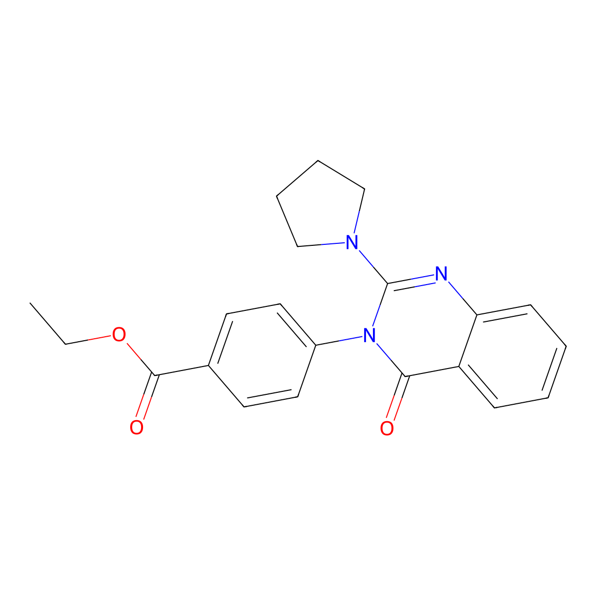 Ethyl 4-[4-oxo-2-(pyrrolidin-1-yl)-3,4-dihydroquinazolin-3-yl]benzoate molecular structure, CAS 1111053-15-6