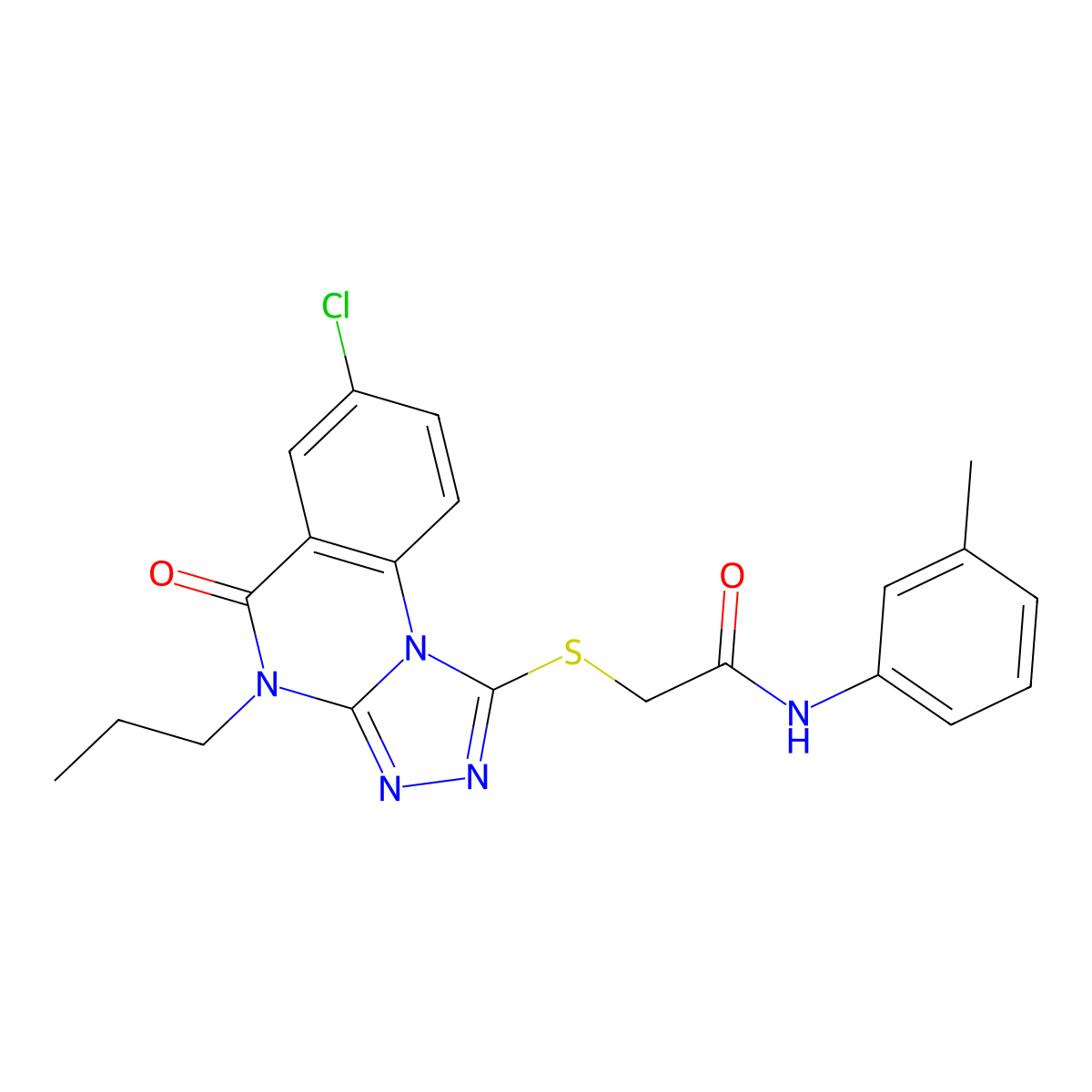 2-((7-chloro-5-oxo-4-propyl-4,5-dihydro-[1,2,4]triazolo[4,3-a]quinazolin-1-yl)thio)-N-(m-tolyl)acetamide molecular structure, CAS 1111054-81-9