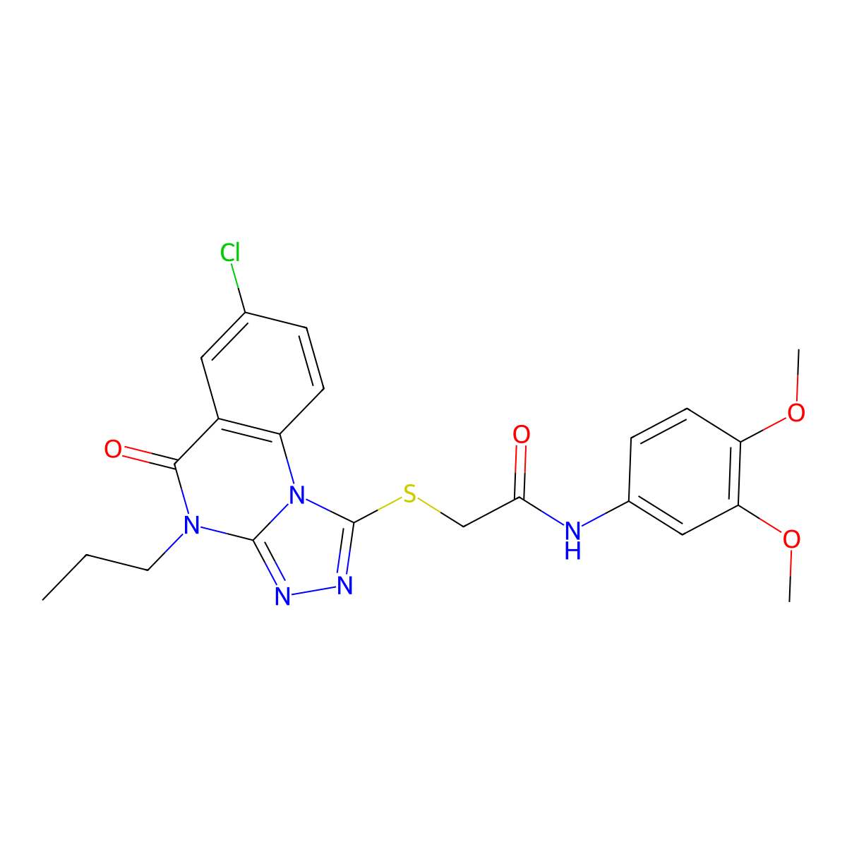 2-((7-chloro-5-oxo-4-propyl-4,5-dihydro-[1,2,4]triazolo[4,3-a]quinazolin-1-yl)thio)-N-(3,4-dimethoxyphenyl)acetamide molecular structure, CAS 1111054-96-6