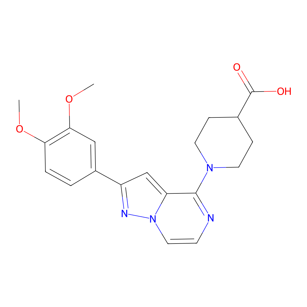 1-[2-(3,4-Dimethoxyphenyl)pyrazolo[1,5-a]pyrazin-4-yl]piperidine-4-carboxylic acid molecular structure, CAS 1111058-13-9