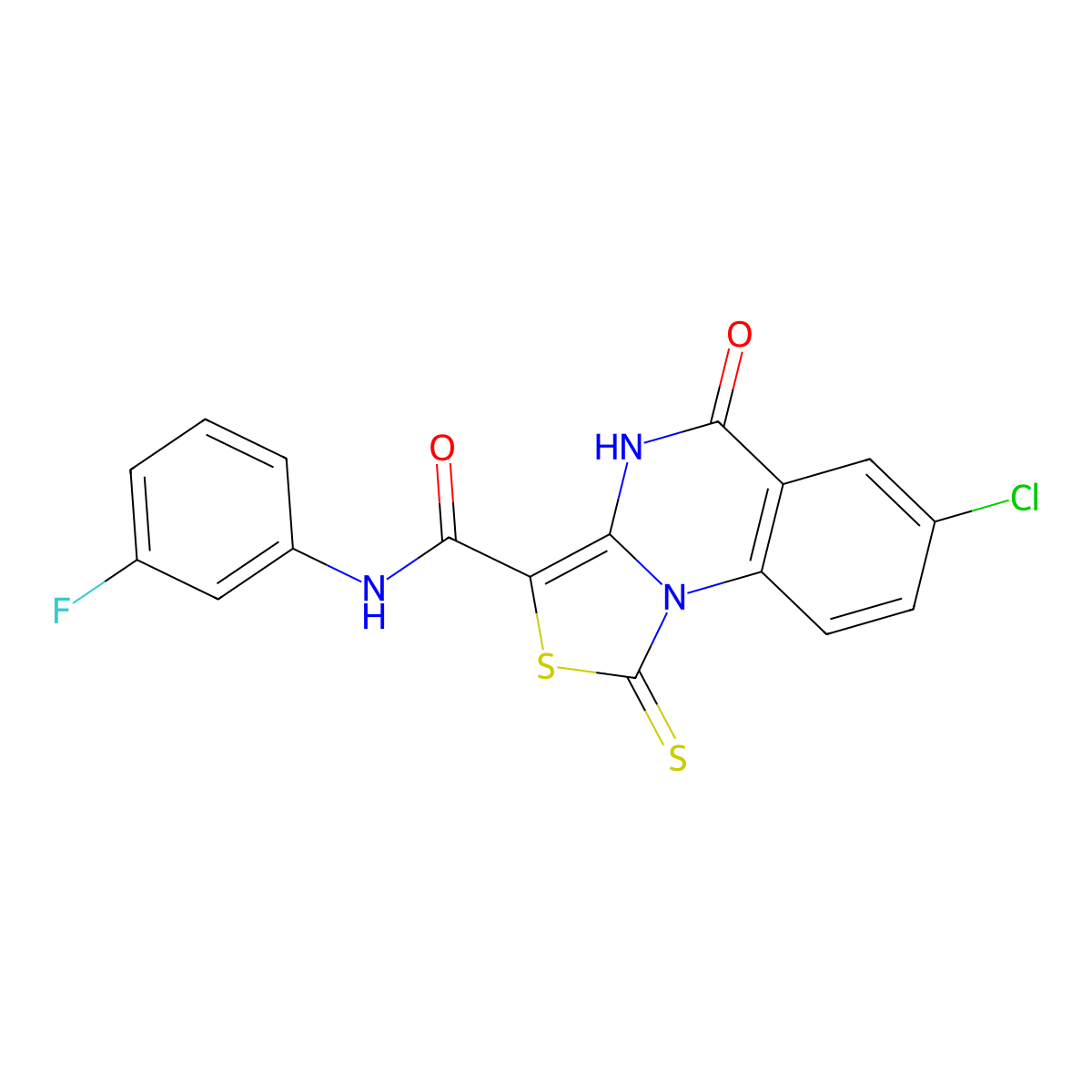 7-chloro-N-(3-fluorophenyl)-5-oxo-1-thioxo-4,5-dihydro-1H-thiazolo[3,4-a]quinazoline-3-carboxamide molecular structure, CAS 1111062-51-1