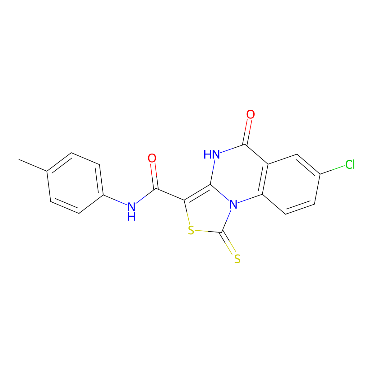 7-chloro-5-oxo-1-thioxo-N-(p-tolyl)-4,5-dihydro-1H-thiazolo[3,4-a]quinazoline-3-carboxamide molecular structure, CAS 1111062-61-3