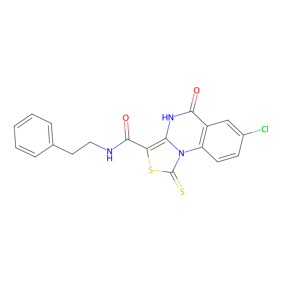 7-chloro-5-oxo-N-phenethyl-1-thioxo-4,5-dihydro-1H-thiazolo[3,4-a]quinazoline-3-carboxamide molecular structure, CAS 1111062-66-8
