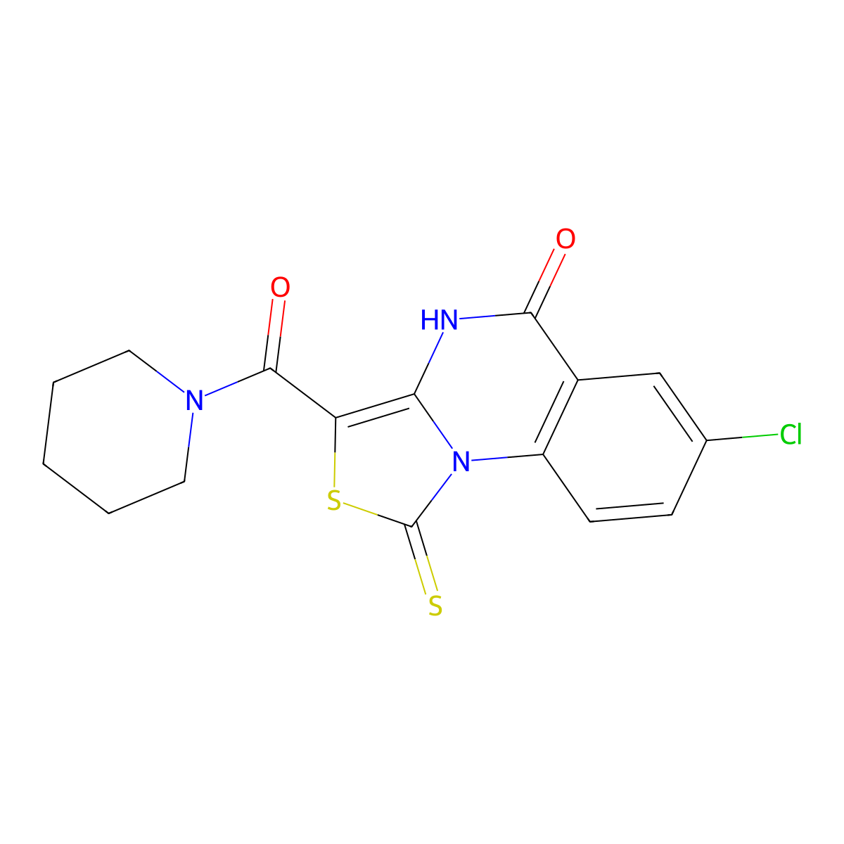7-chloro-3-(piperidin-1-ylcarbonyl)-1-thioxo[1,3]thiazolo[3,4-a]quinazolin-5(4H)-one molecular structure, CAS 1111062-71-5
