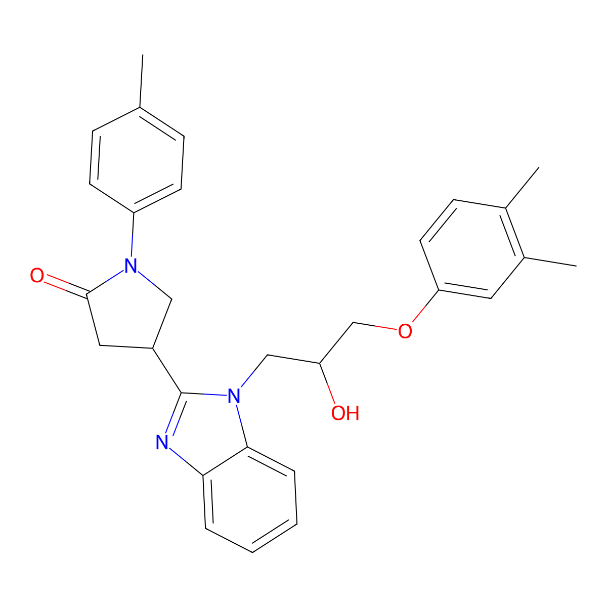 4-(1-(3-(3,4-dimethylphenoxy)-2-hydroxypropyl)-1H-benzo[d]imidazol-2-yl)-1-(p-tolyl)pyrrolidin-2-one molecular structure, CAS 1111062-74-8
