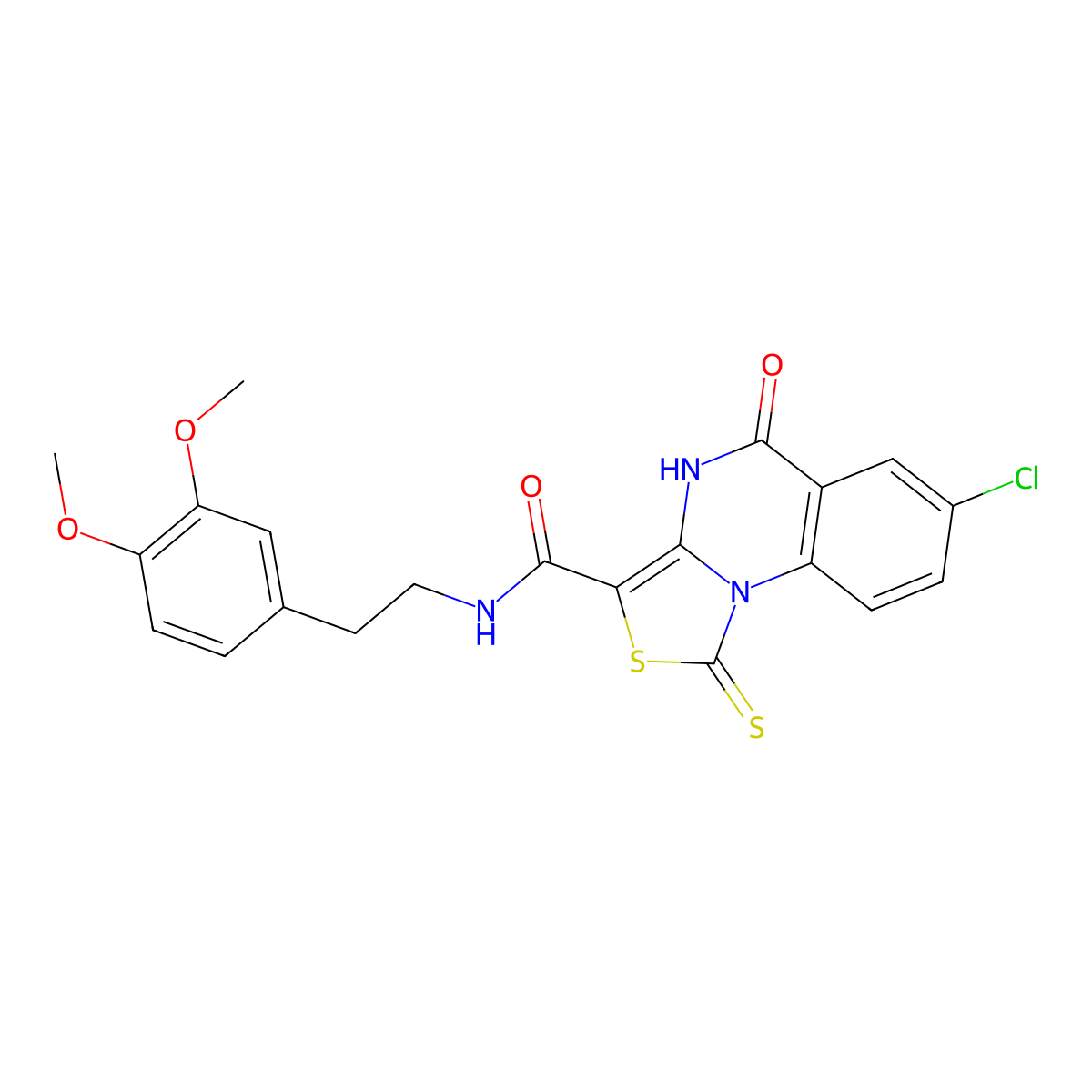 7-chloro-N-(3,4-dimethoxyphenethyl)-5-oxo-1-thioxo-4,5-dihydro-1H-thiazolo[3,4-a]quinazoline-3-carboxamide molecular structure, CAS 1111062-76-0